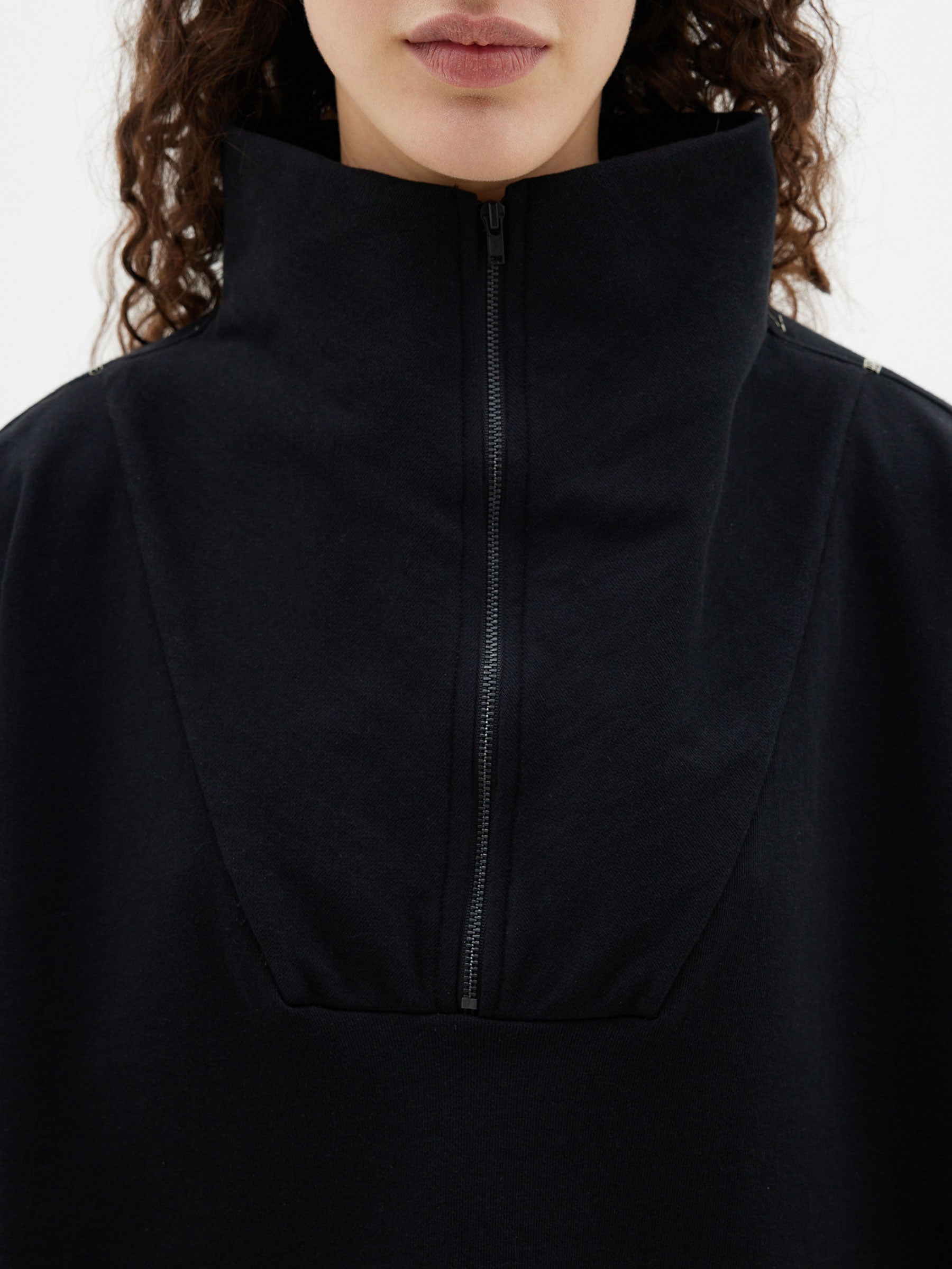 fleece zip through polo sweat