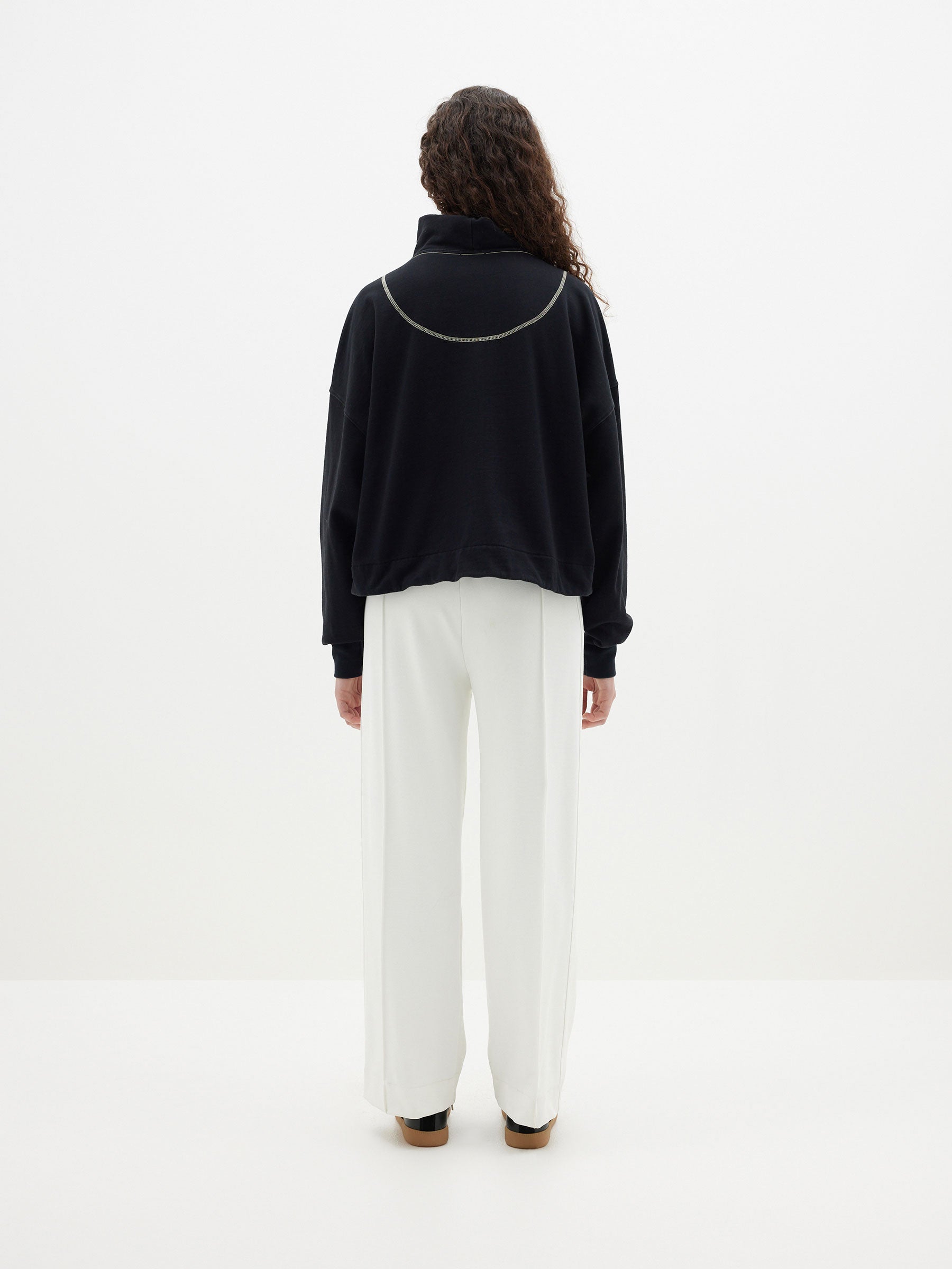 fleece zip through polo sweat