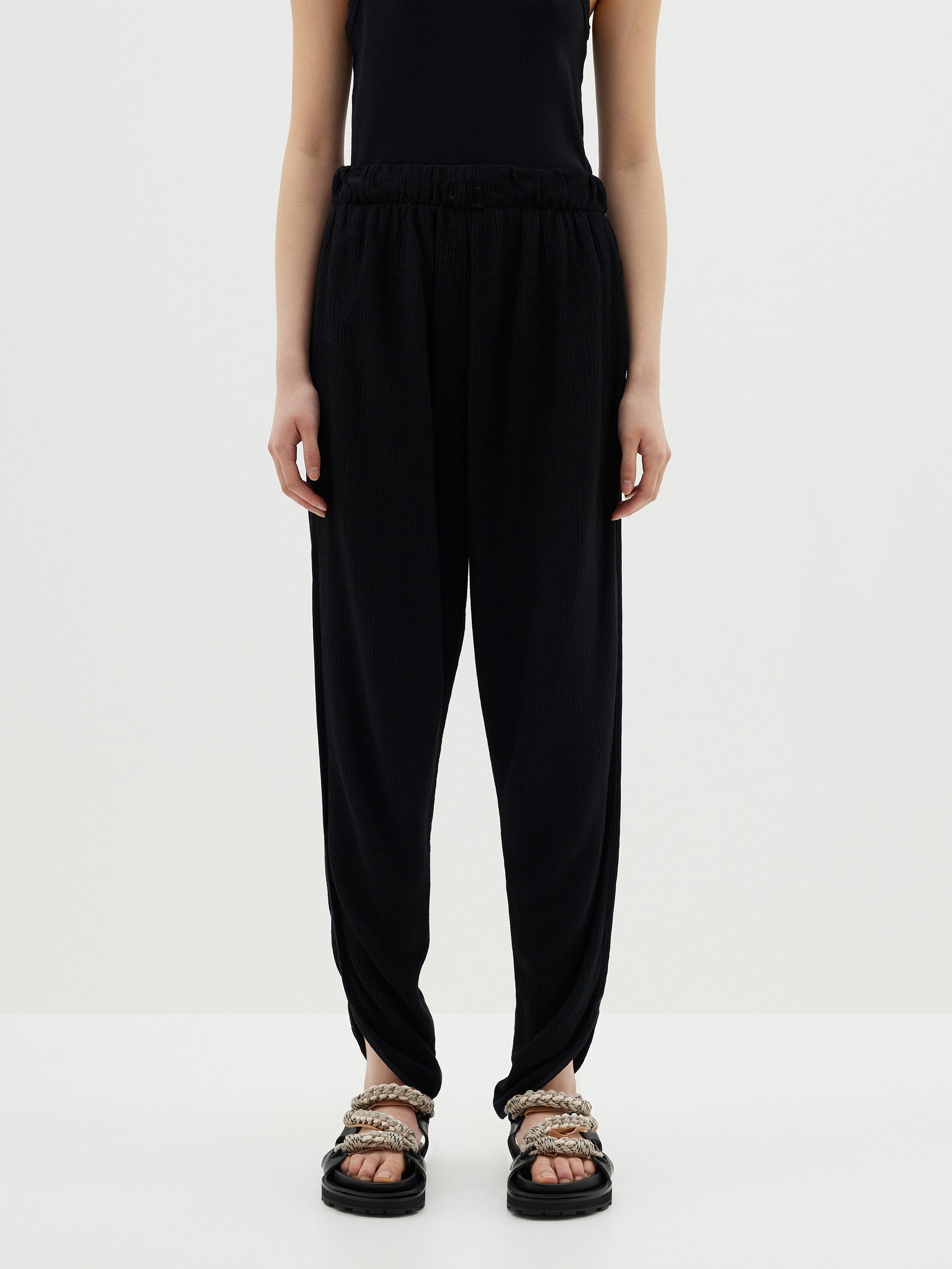 textured crepe pull on pant