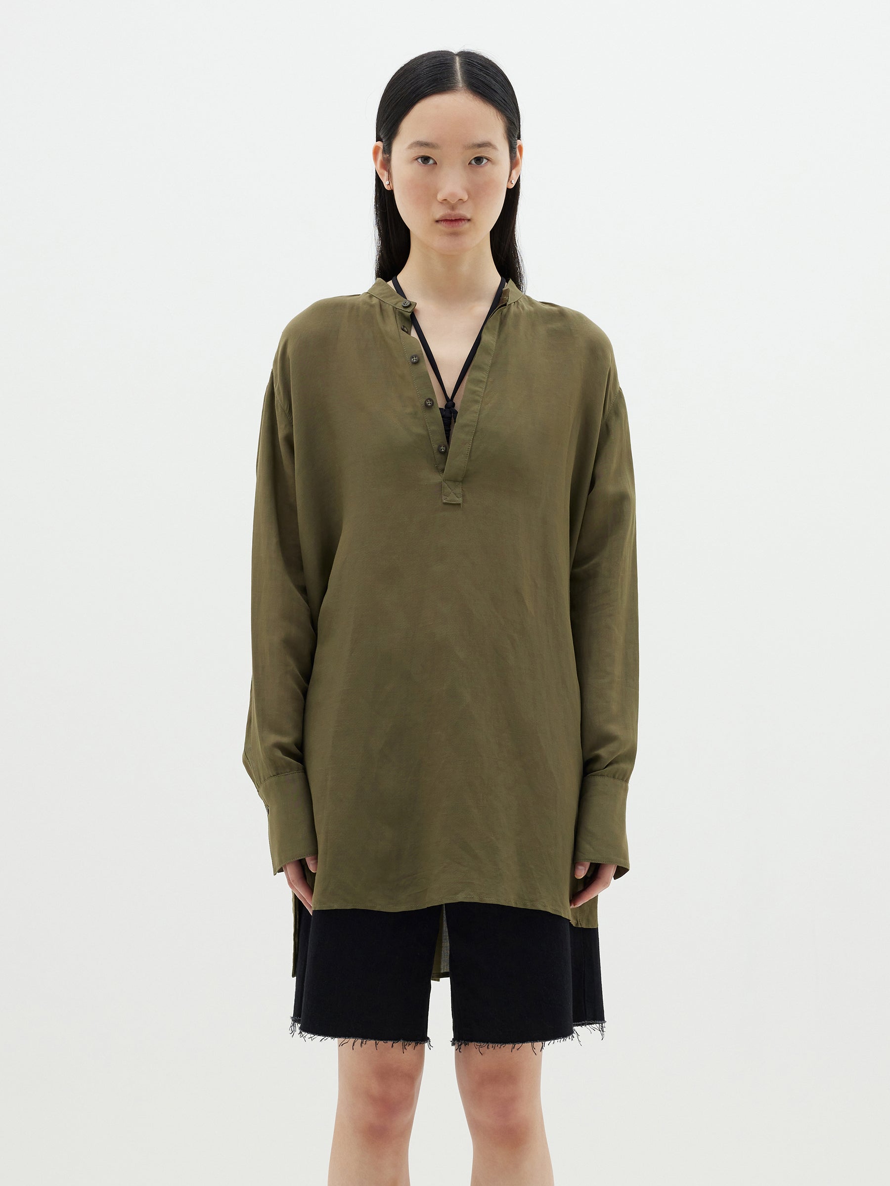 viscose linen popover shirt