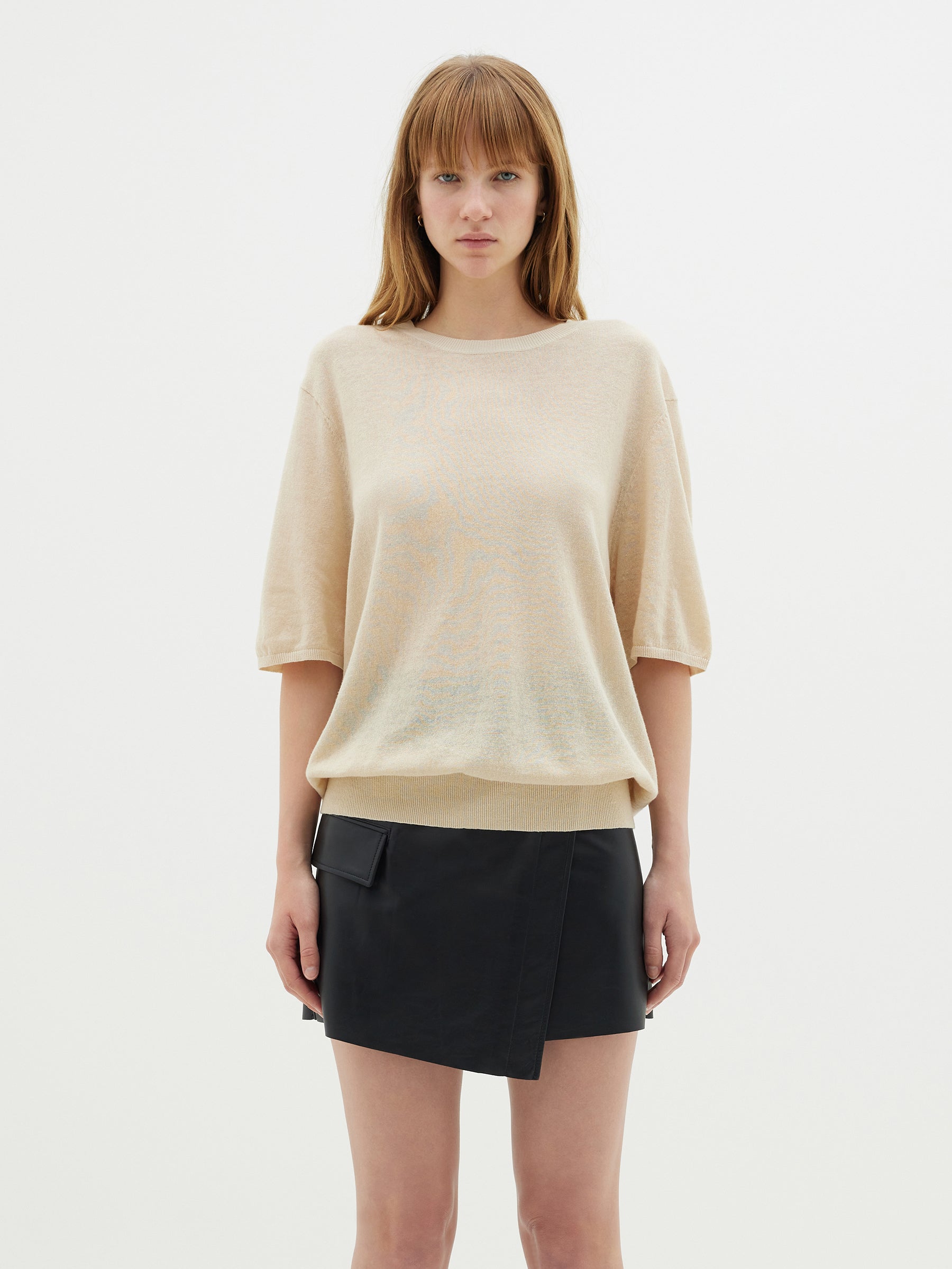 cotton linen fine knit t shirt
