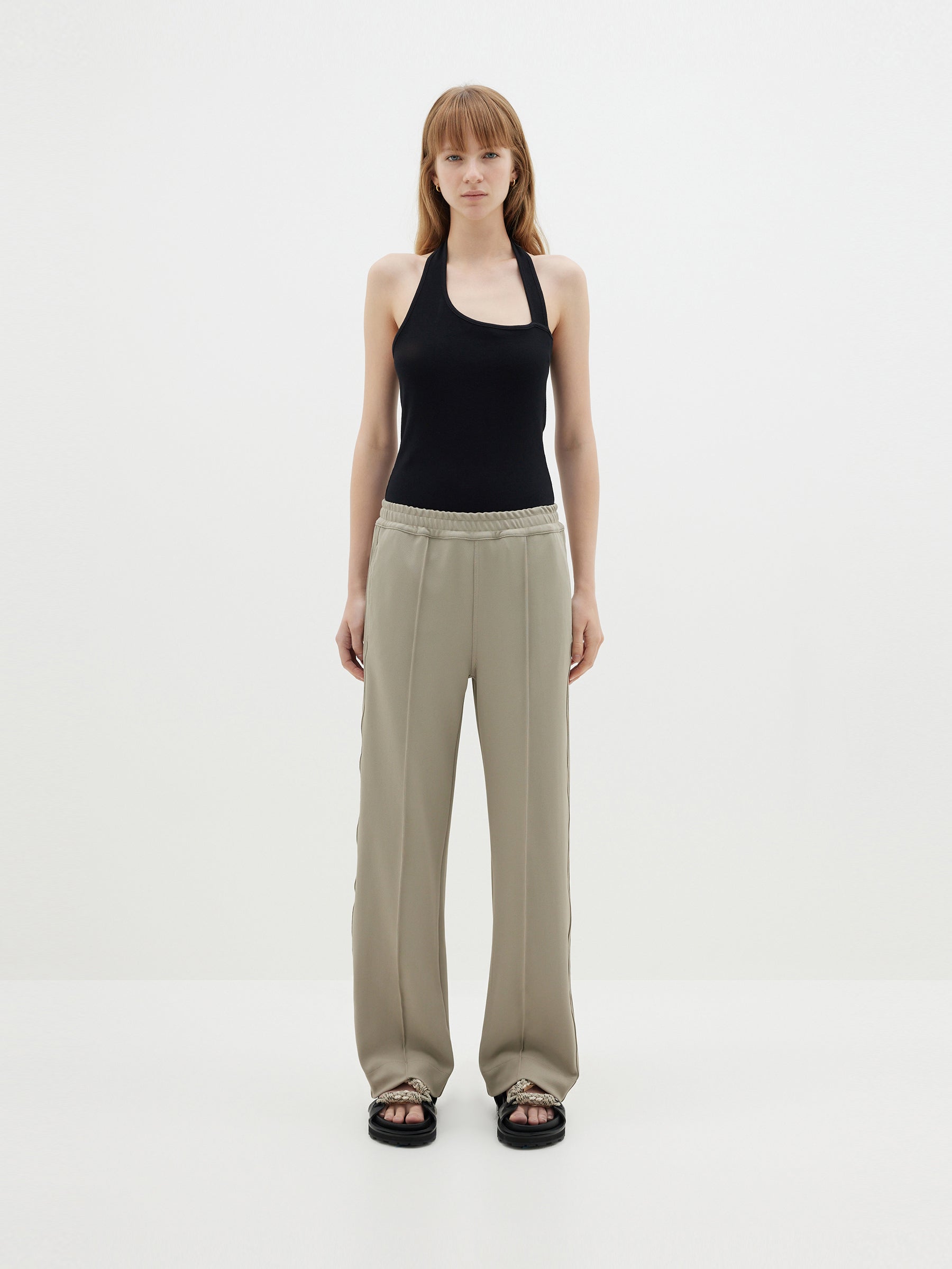 twill pinstitch detail pant