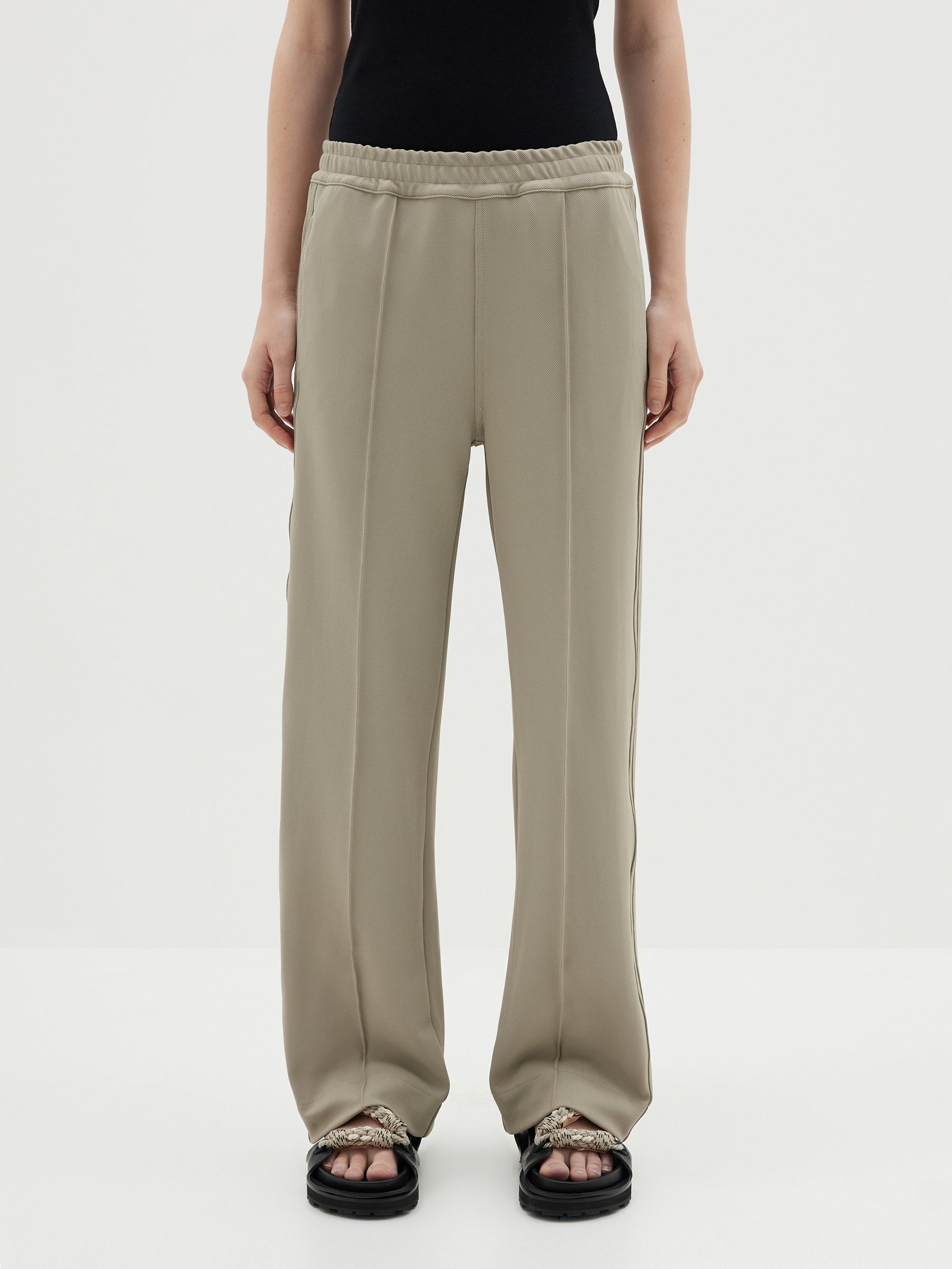 twill pinstitch detail pant