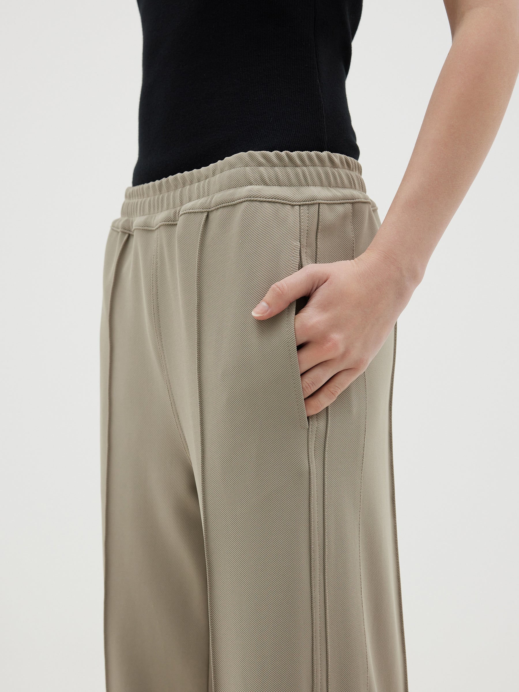 twill pinstitch detail pant