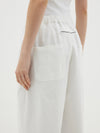 canvas pull on wide leg pant