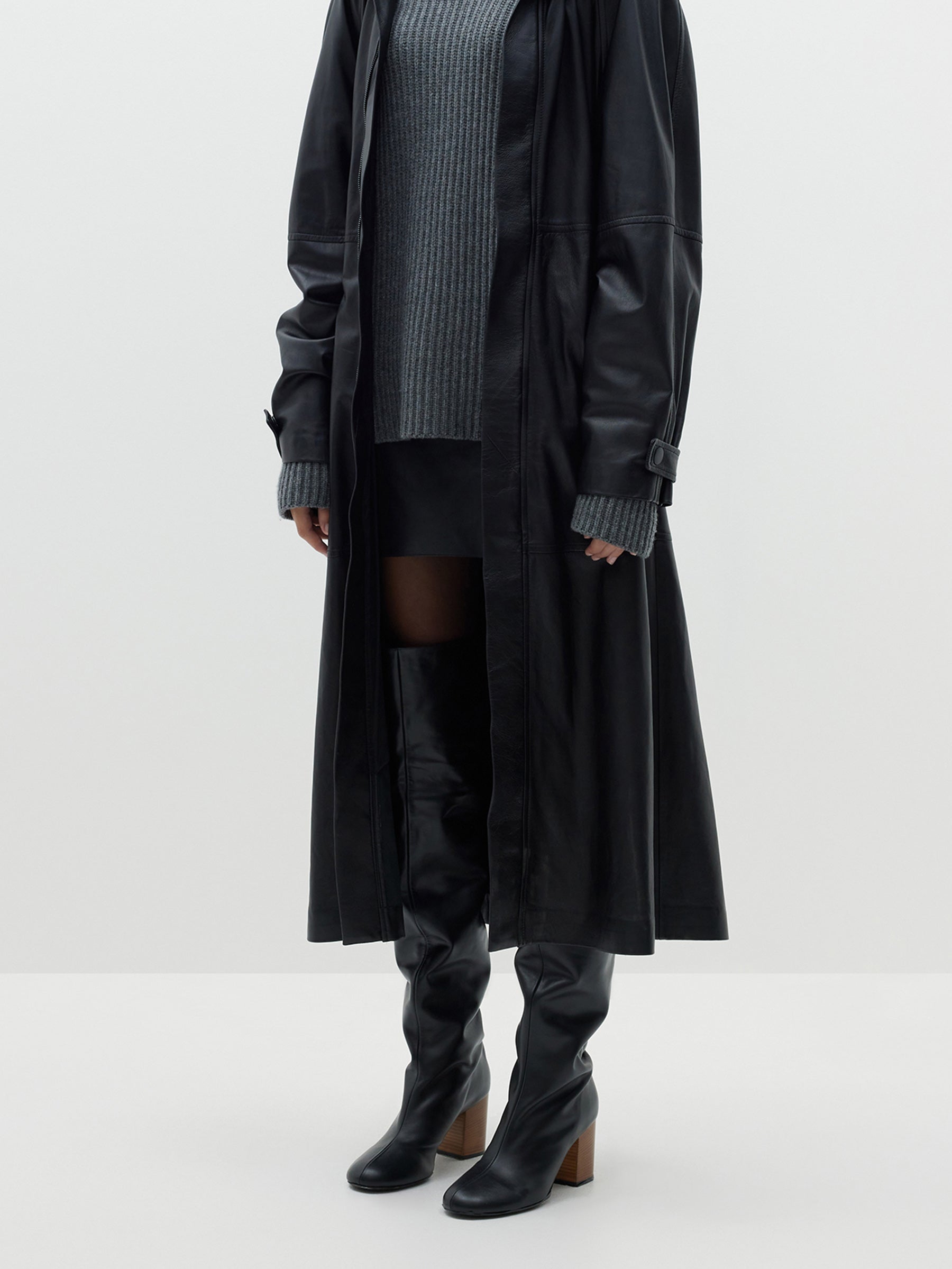 stacked heel high boot