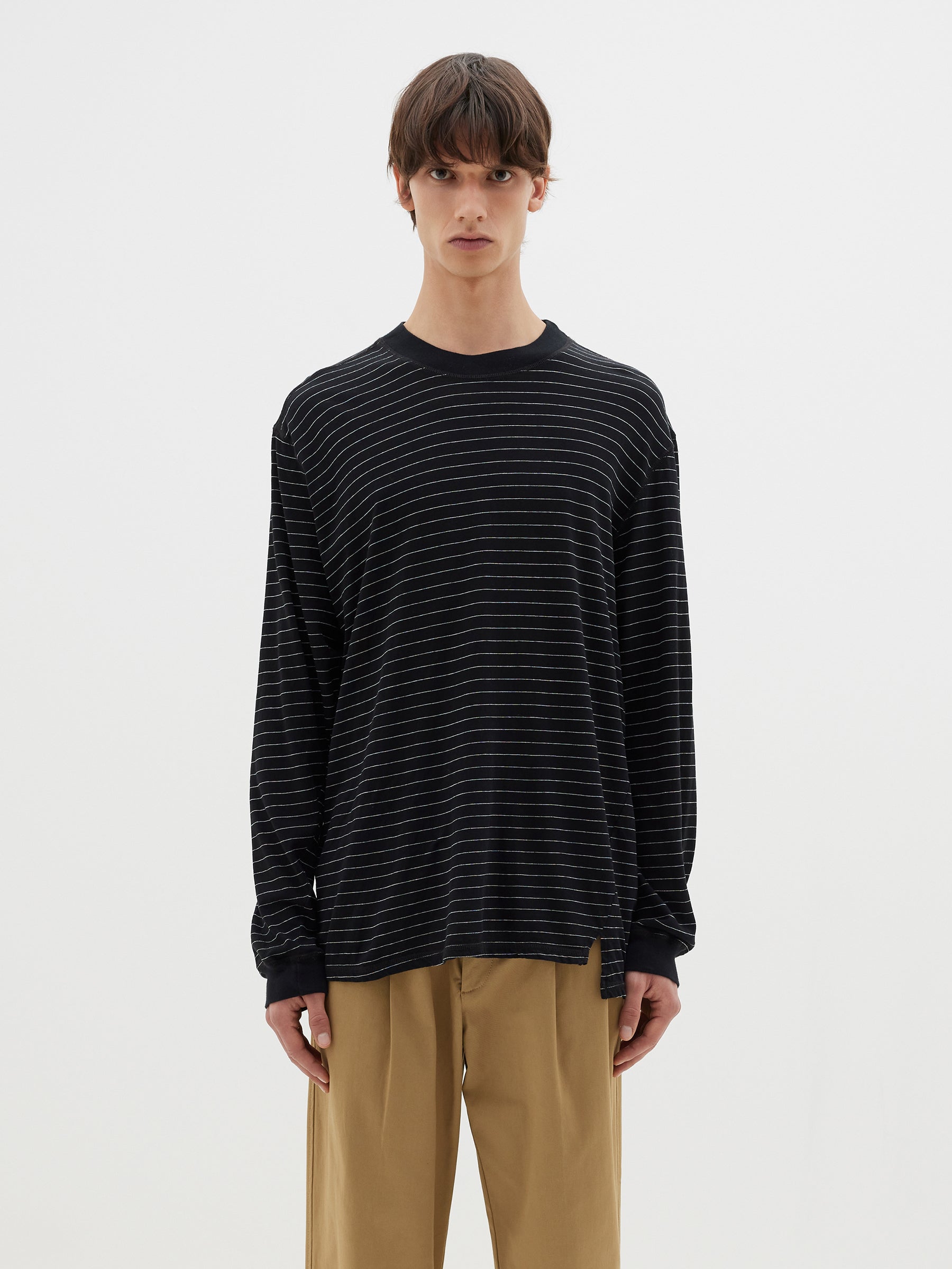 stripe wide rib long sleeve t.shirt