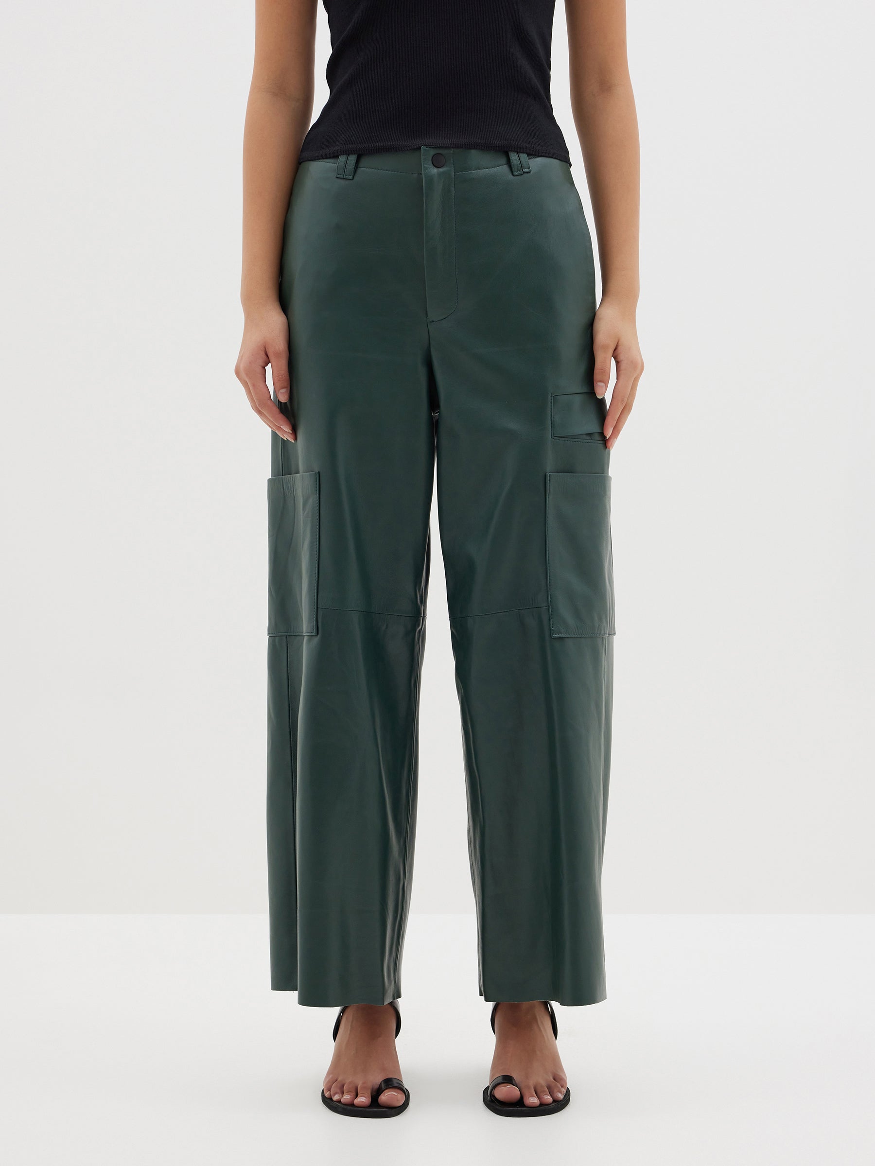 leather wide leg pant