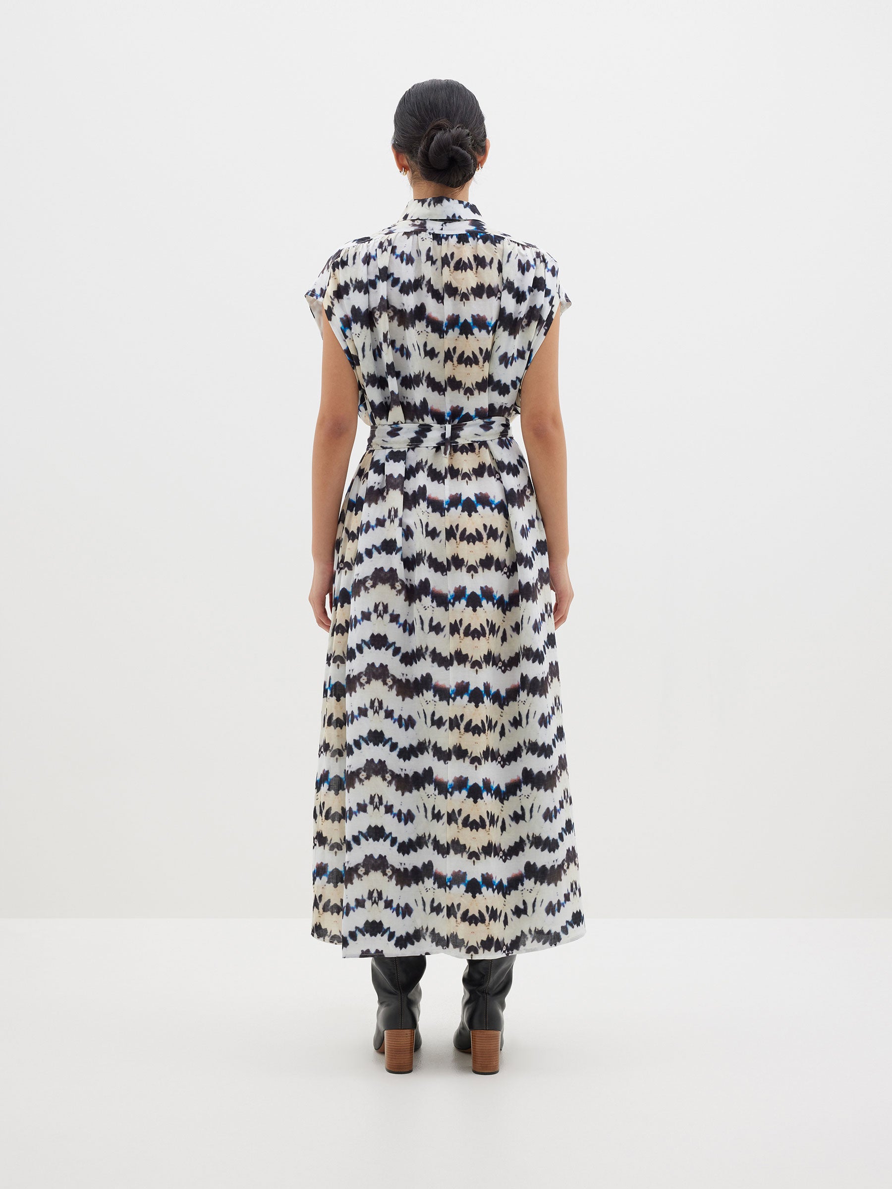 printed yoke detail dress