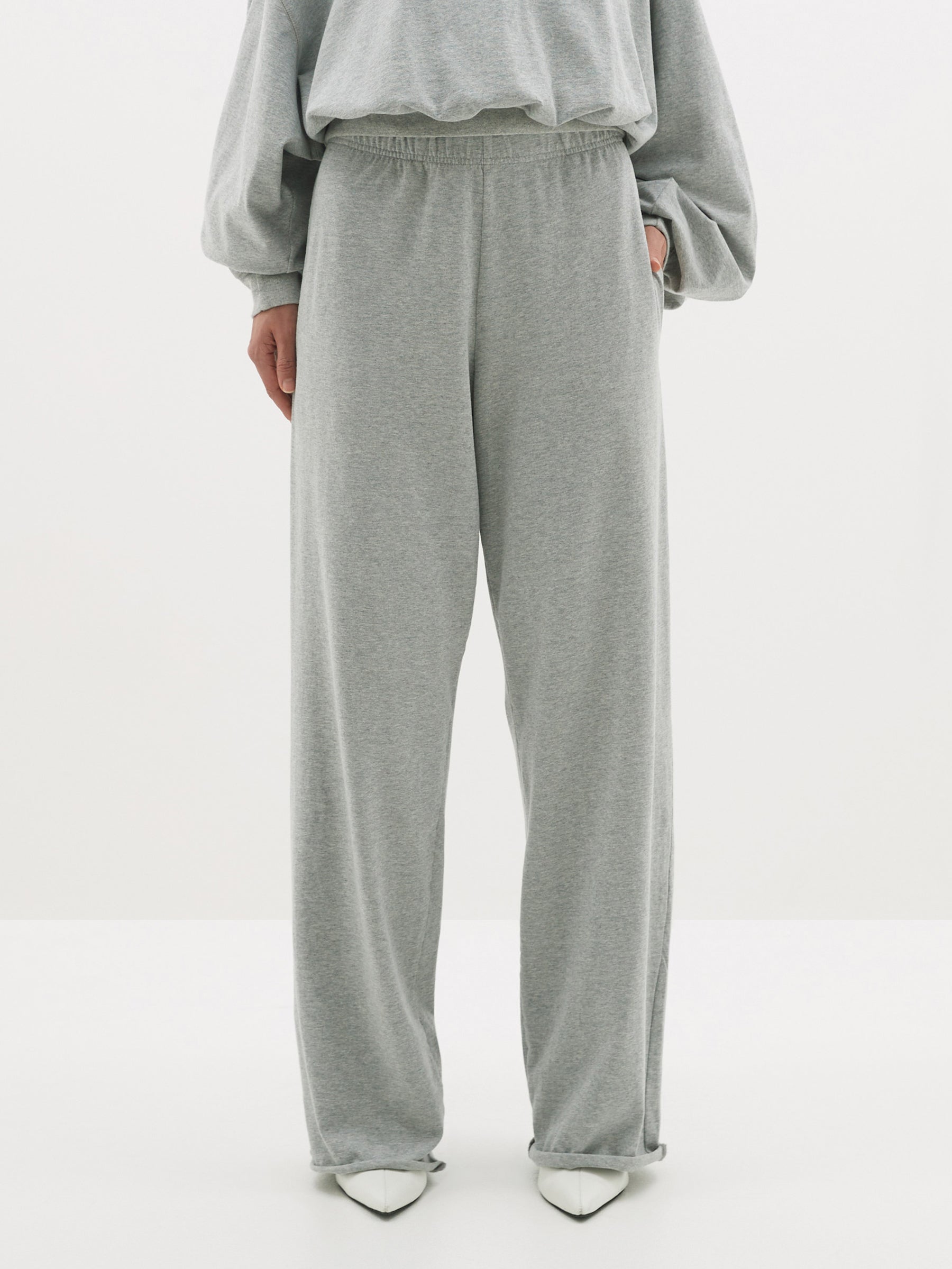 wide leg double jersey pant