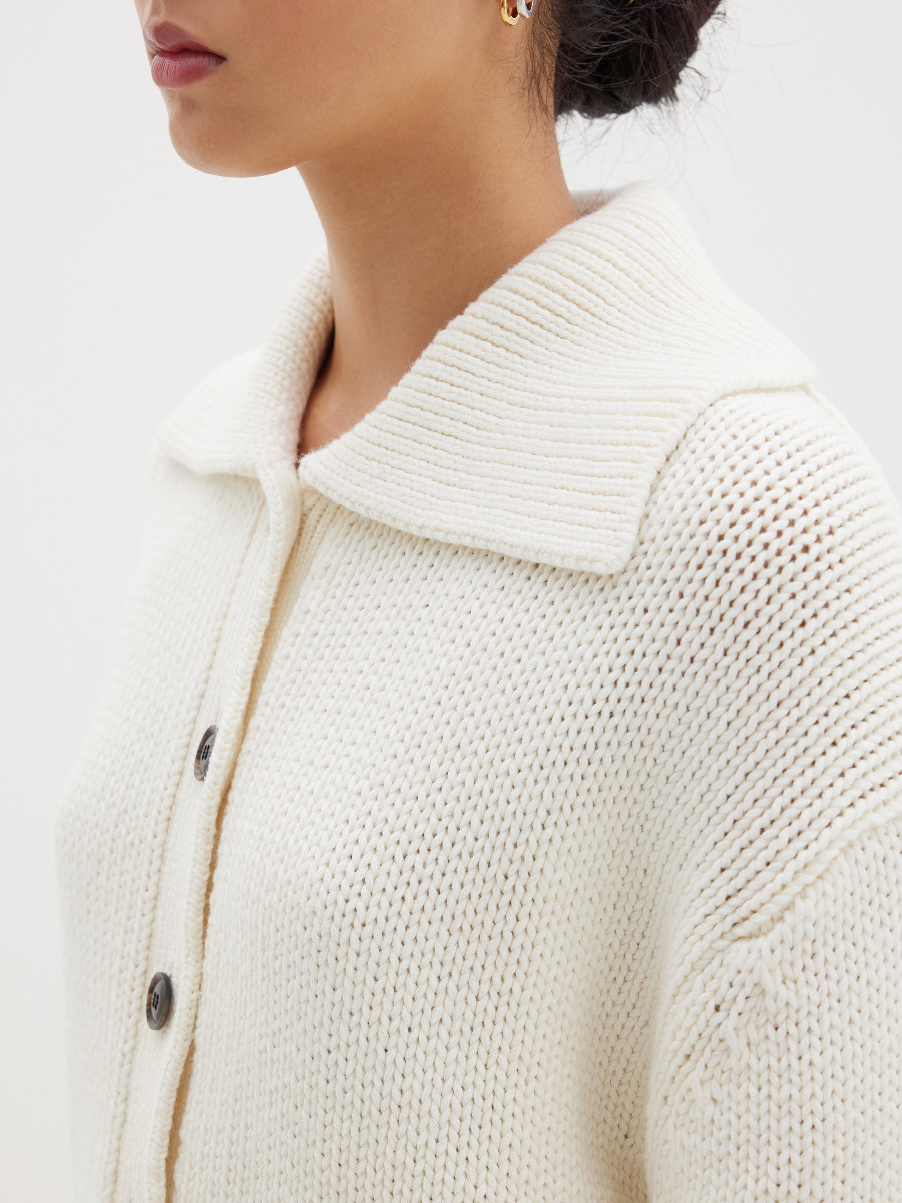 cotton merino polo cardigan