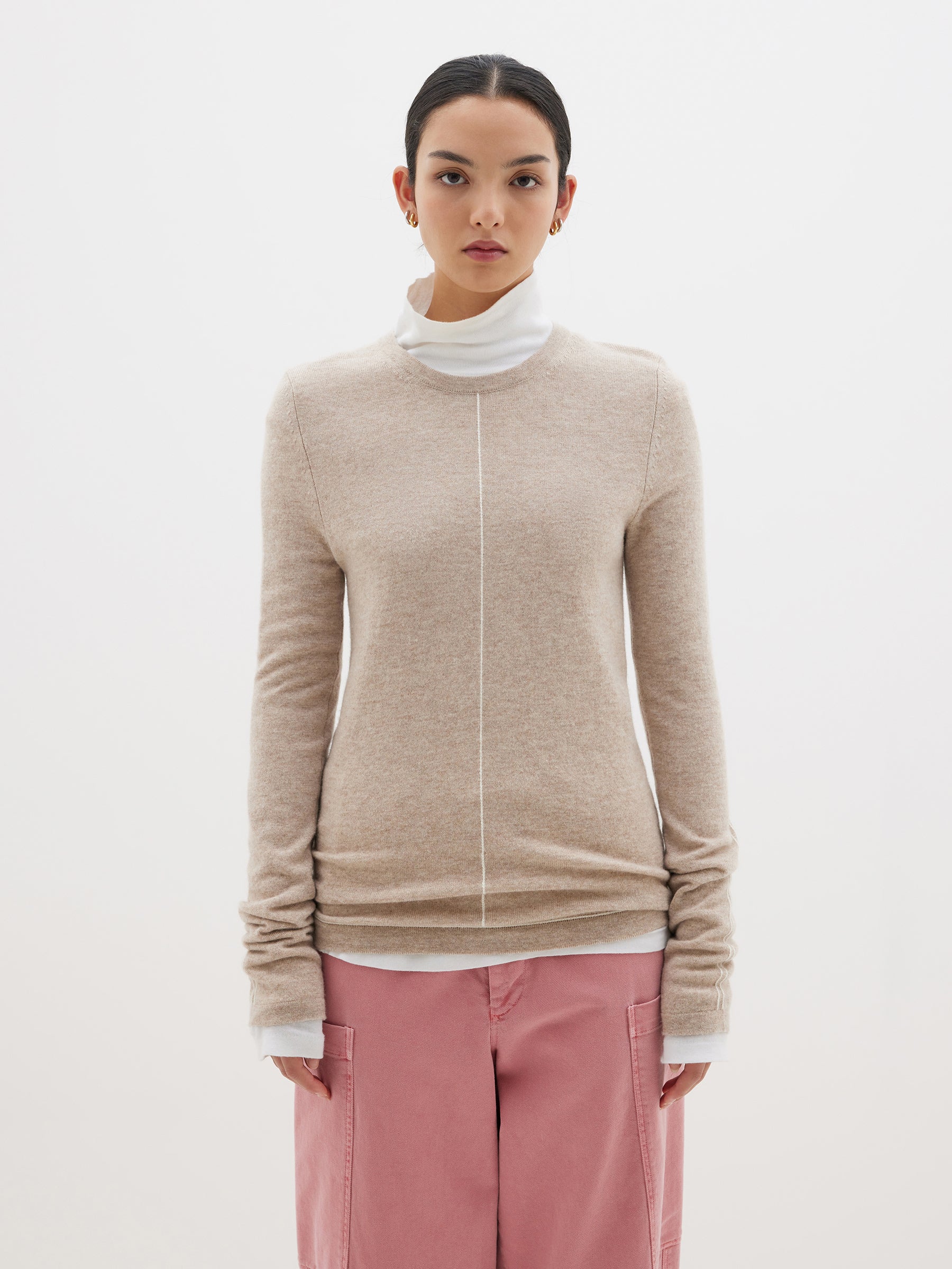 contrast detail layering knit
