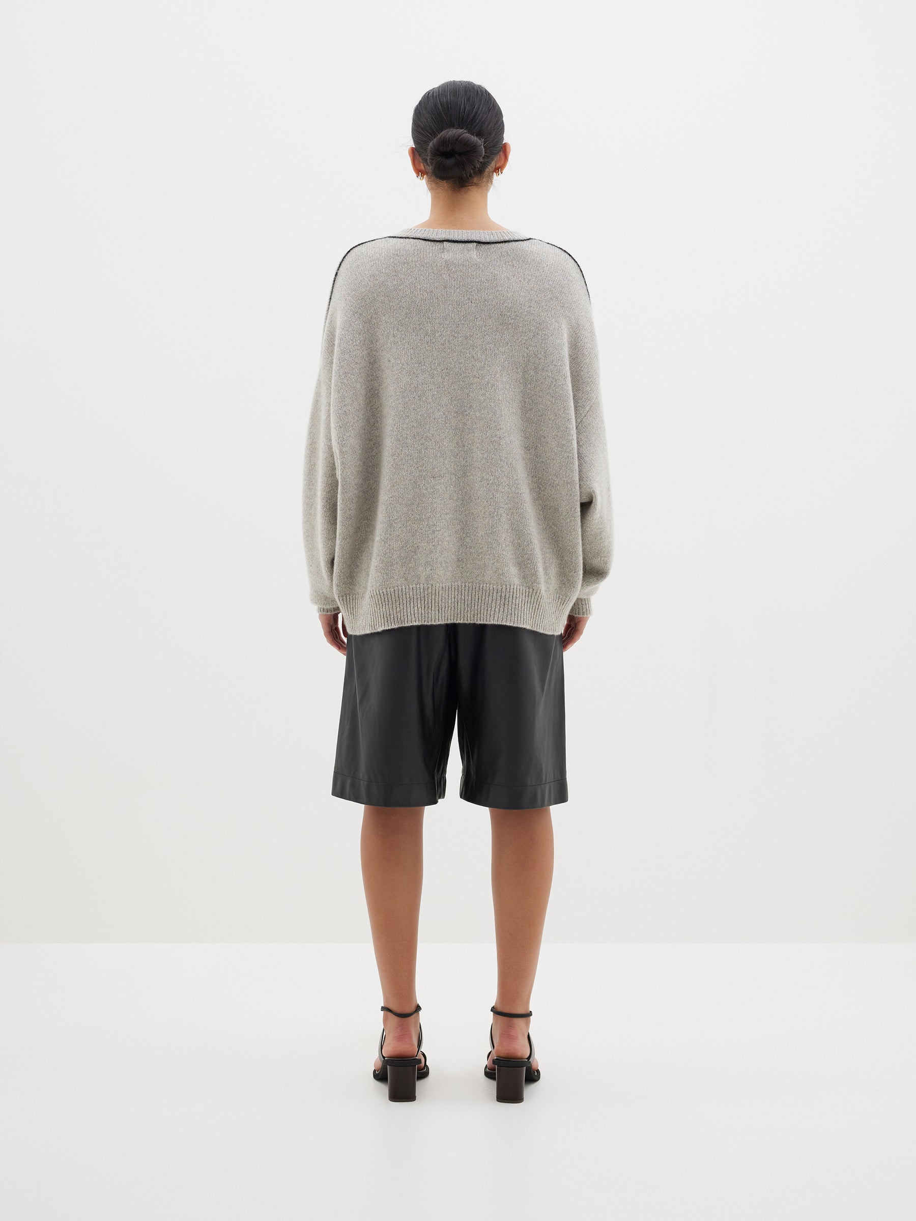 melange carded cashmere knit