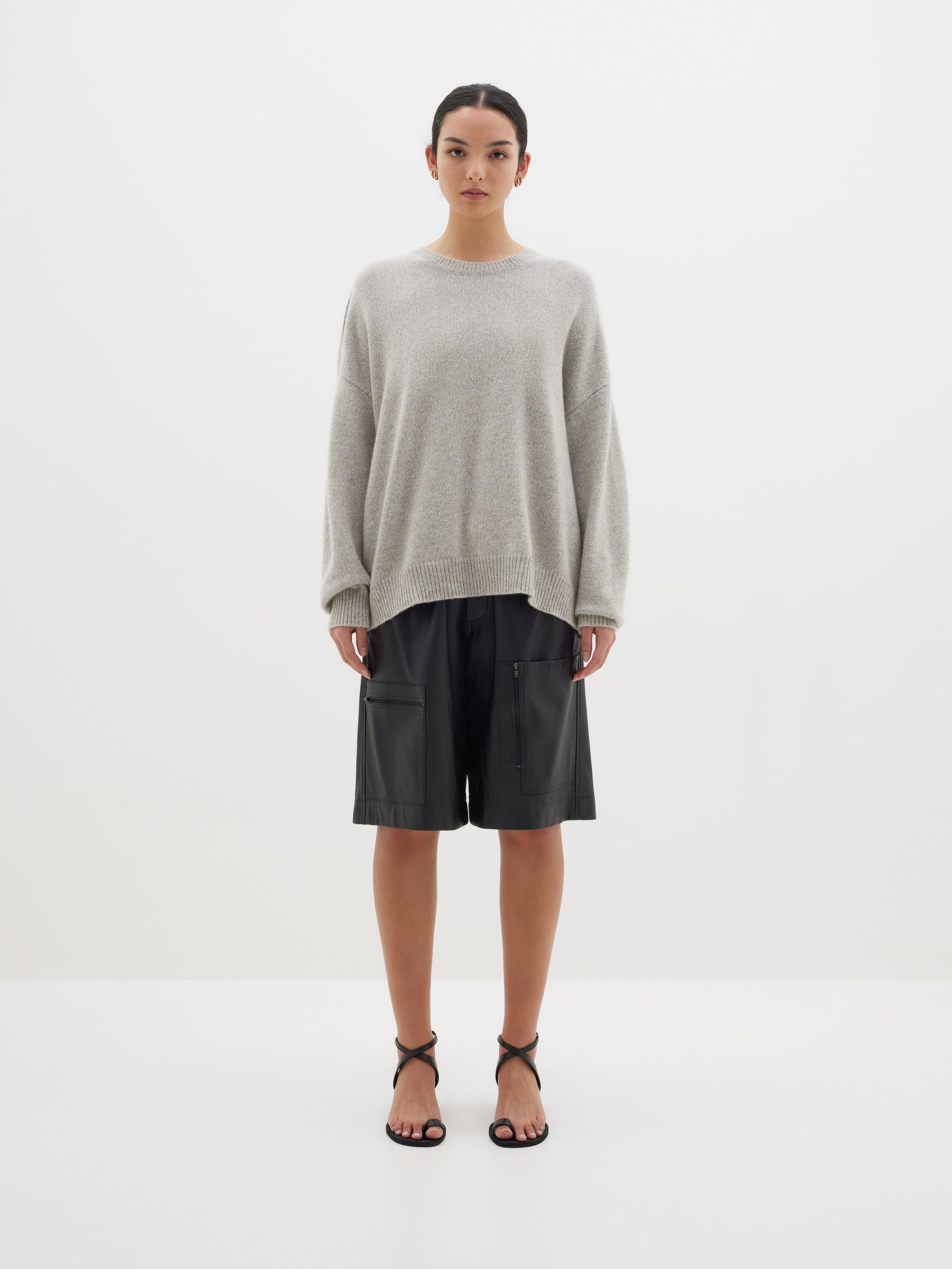 melange carded cashmere knit