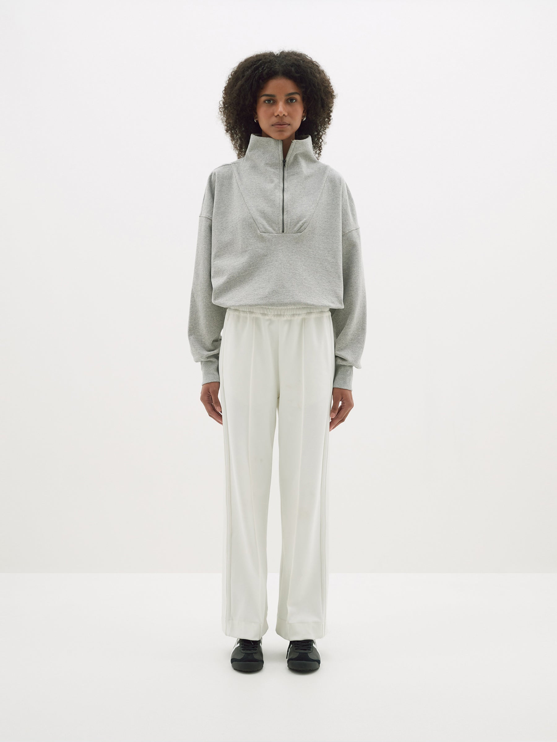 fleece zip through polo sweat