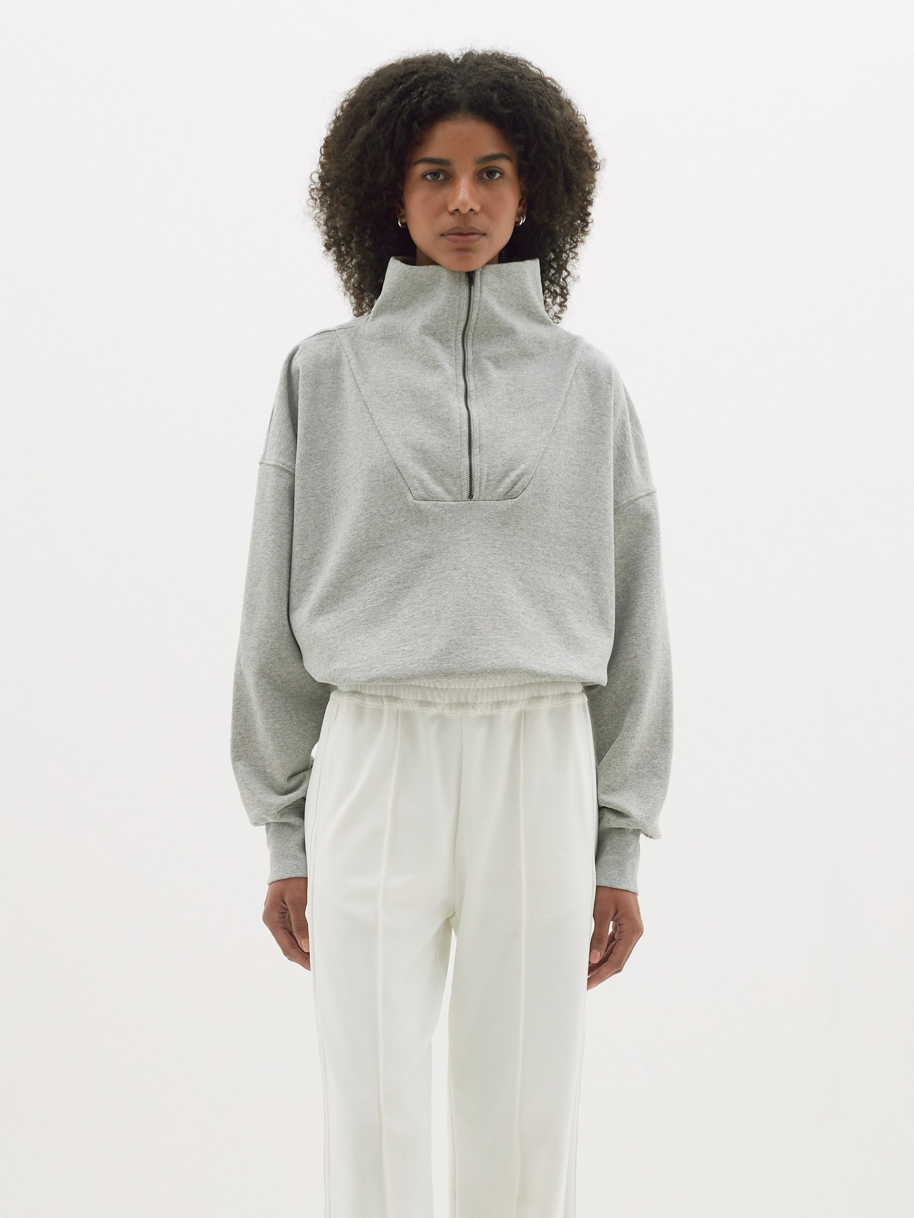 fleece zip through polo sweat