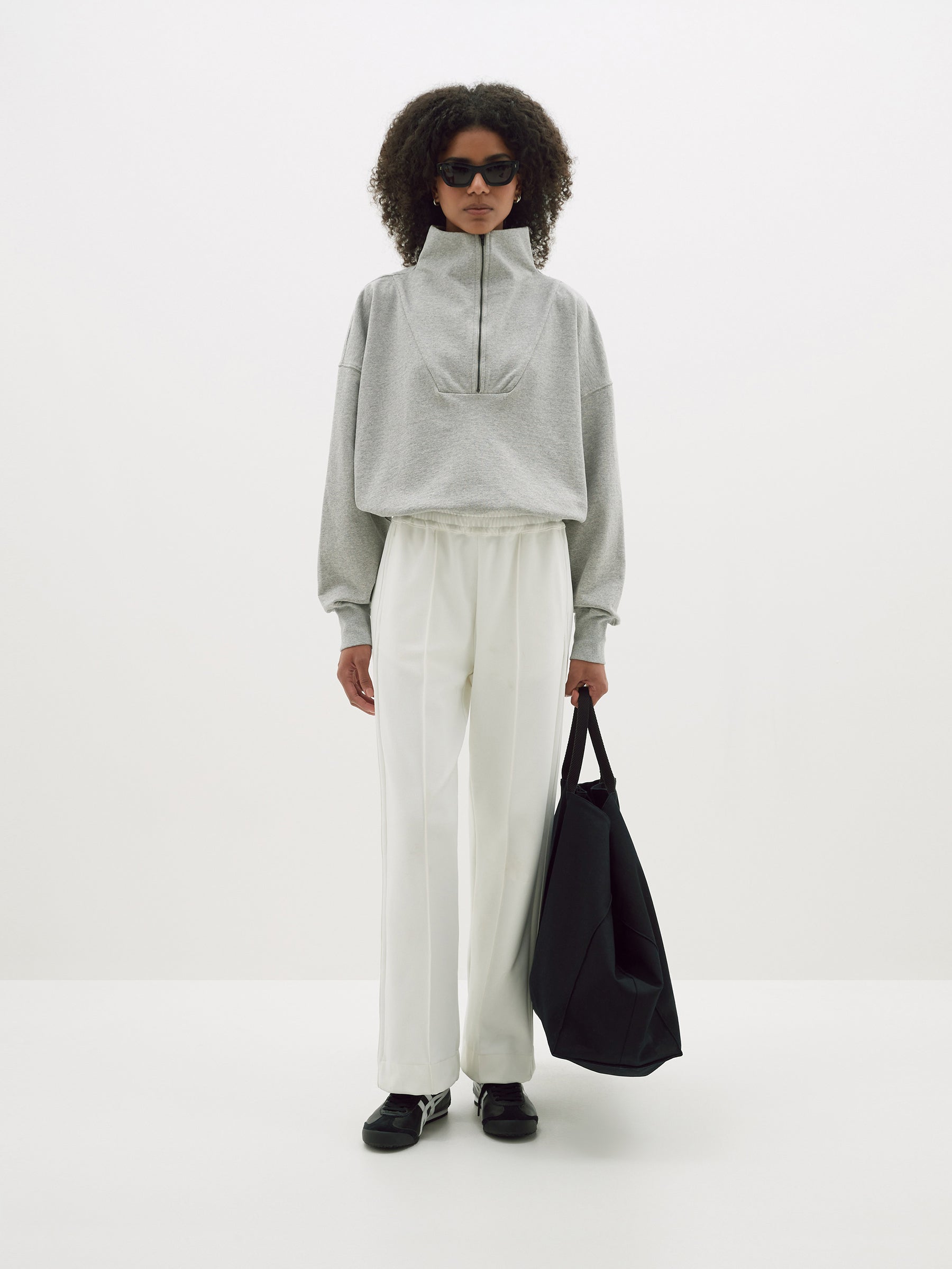 fleece zip through polo sweat