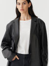 leather longerline coat