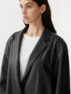 leather longerline coat