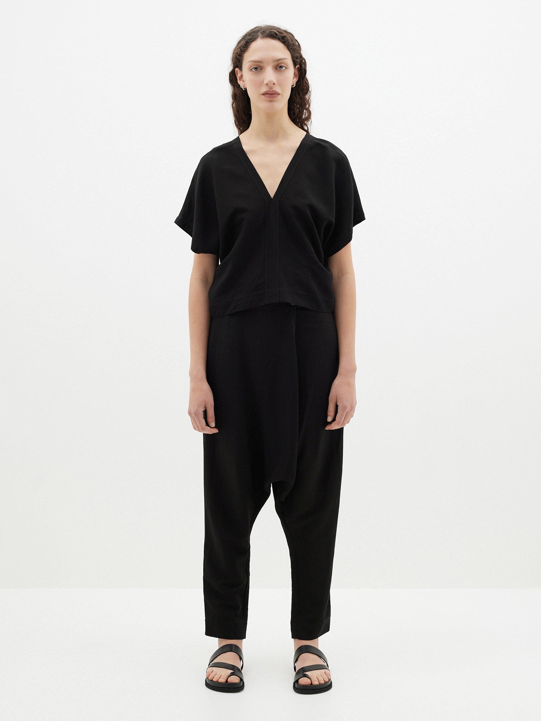 viscose linen v neck top