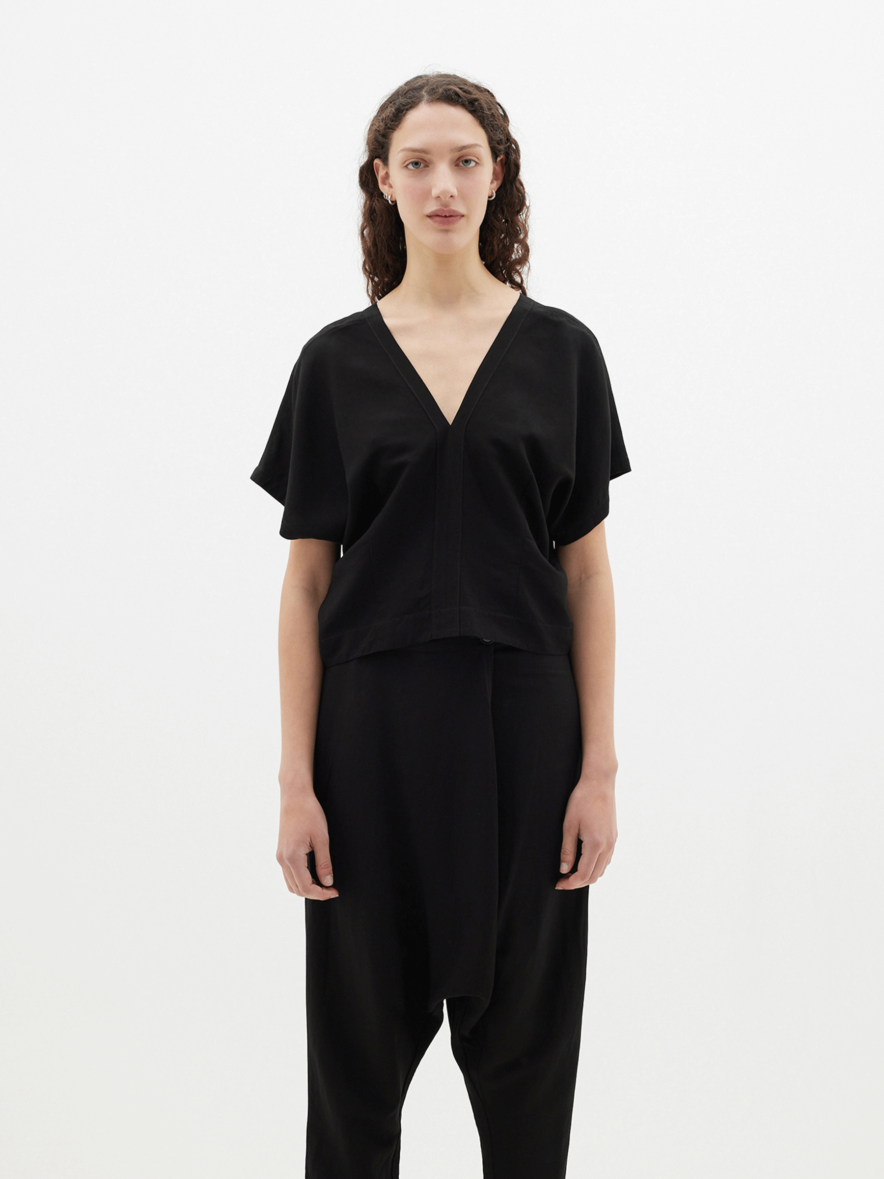 viscose linen v neck top