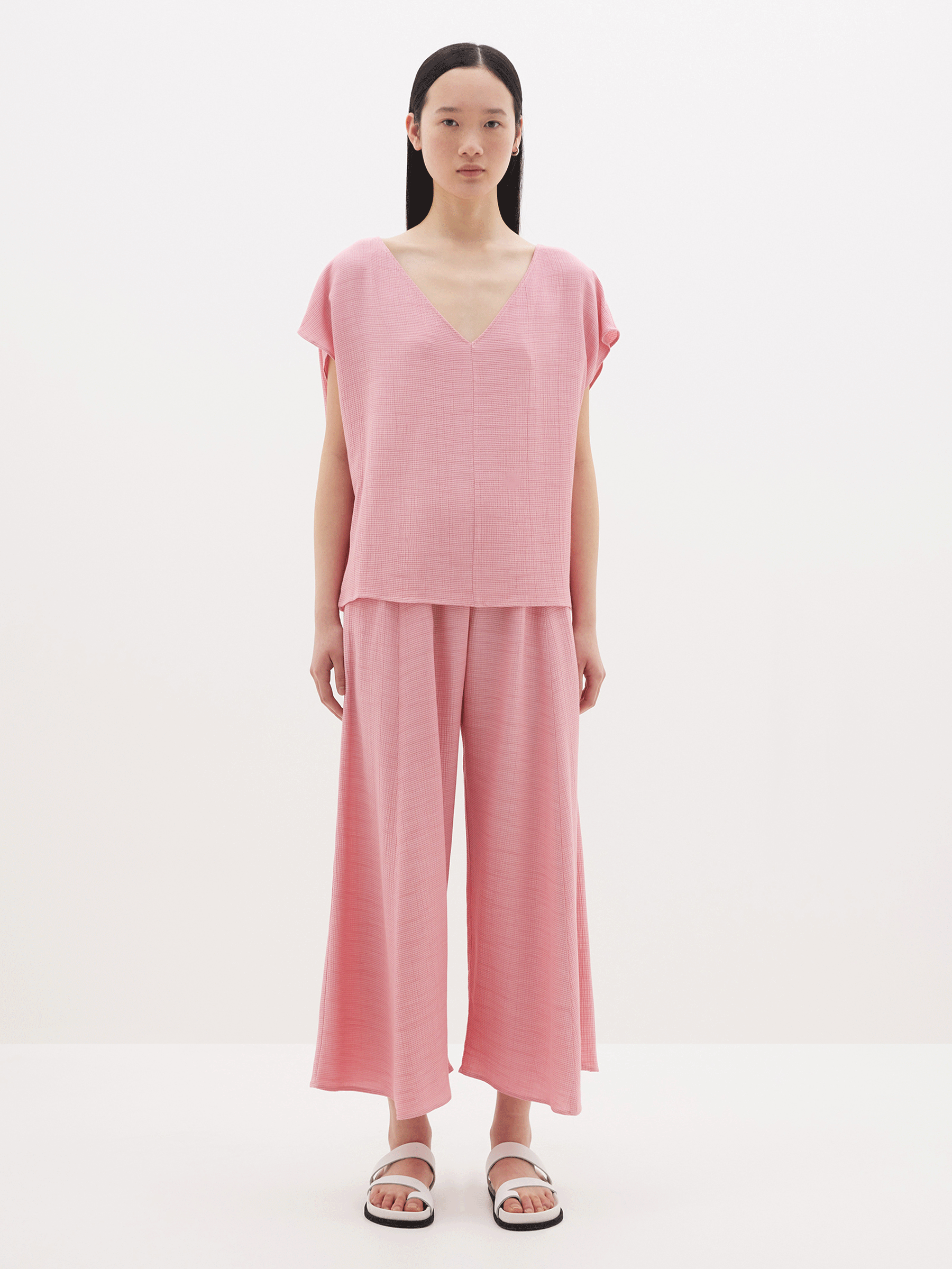textured crepe boatneck top