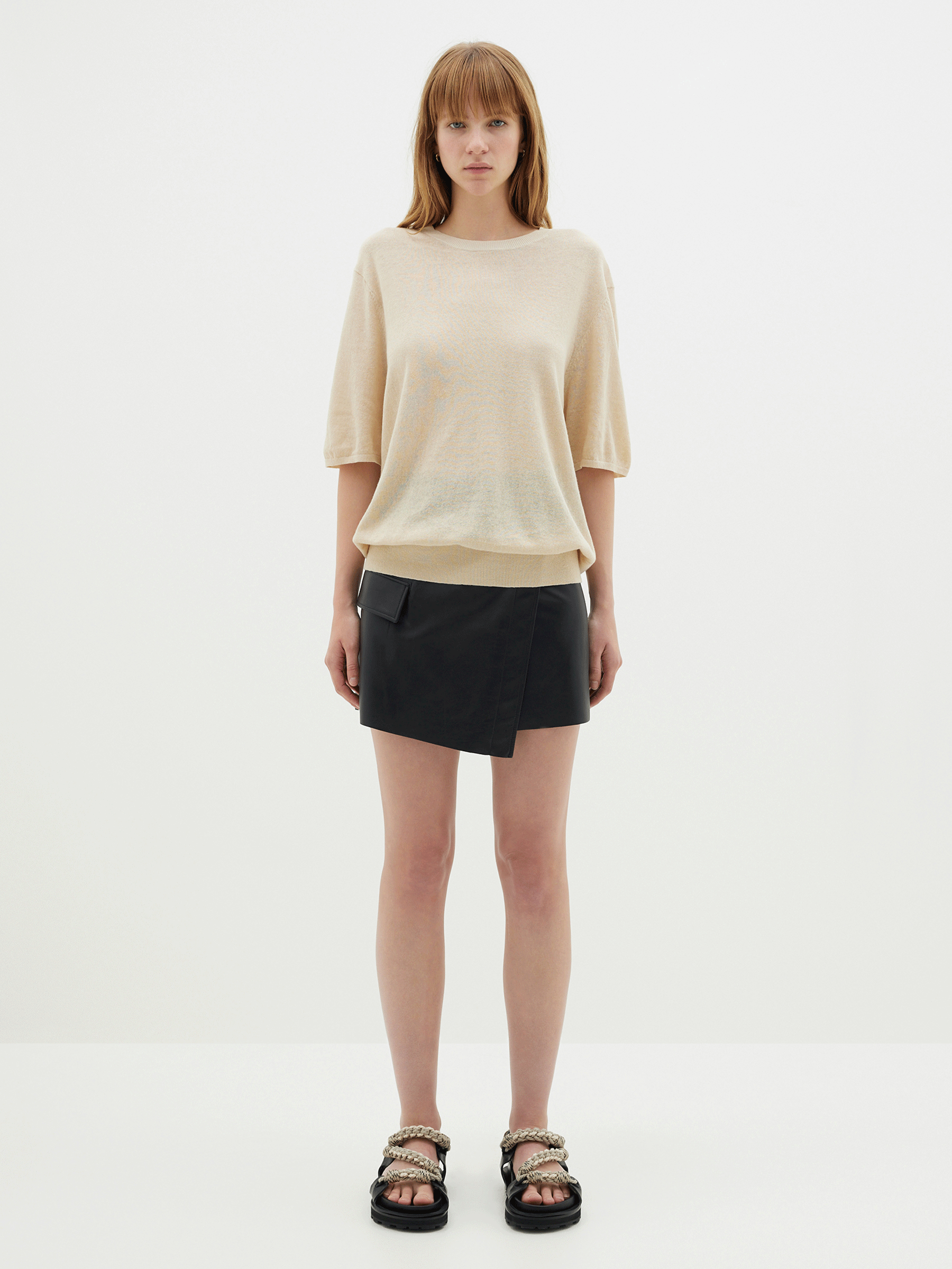 cotton linen fine knit t shirt