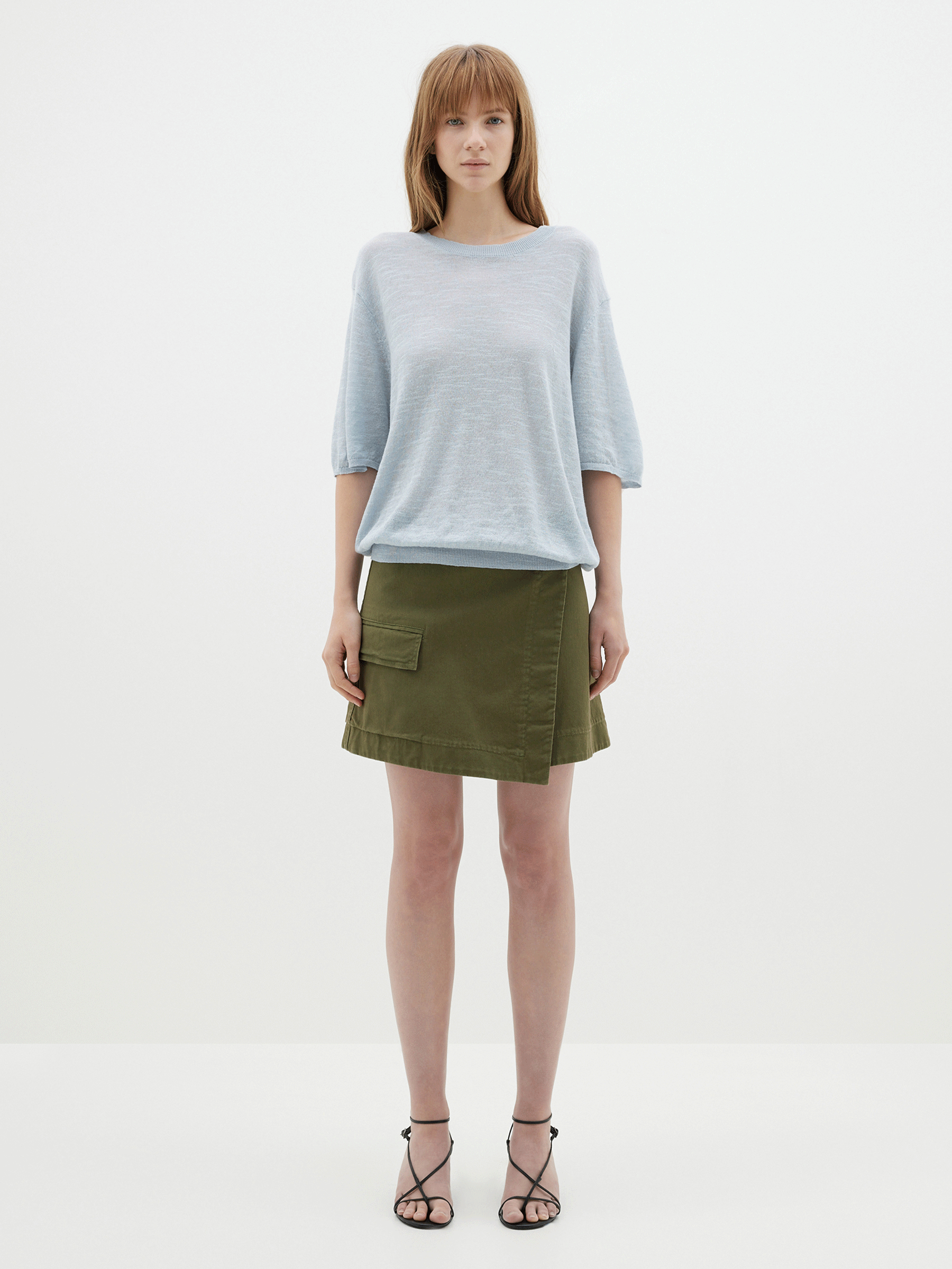 cotton linen fine knit t shirt