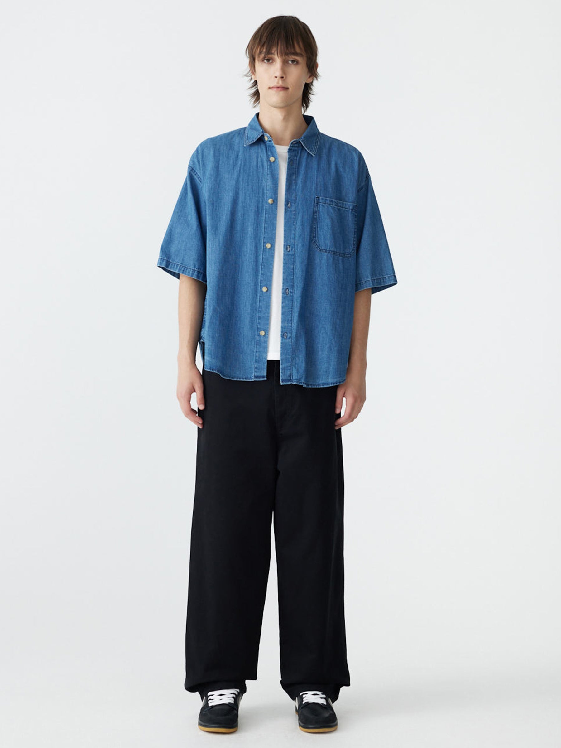 Organic Denim Short Sleeve Shirt  BASSIKE
