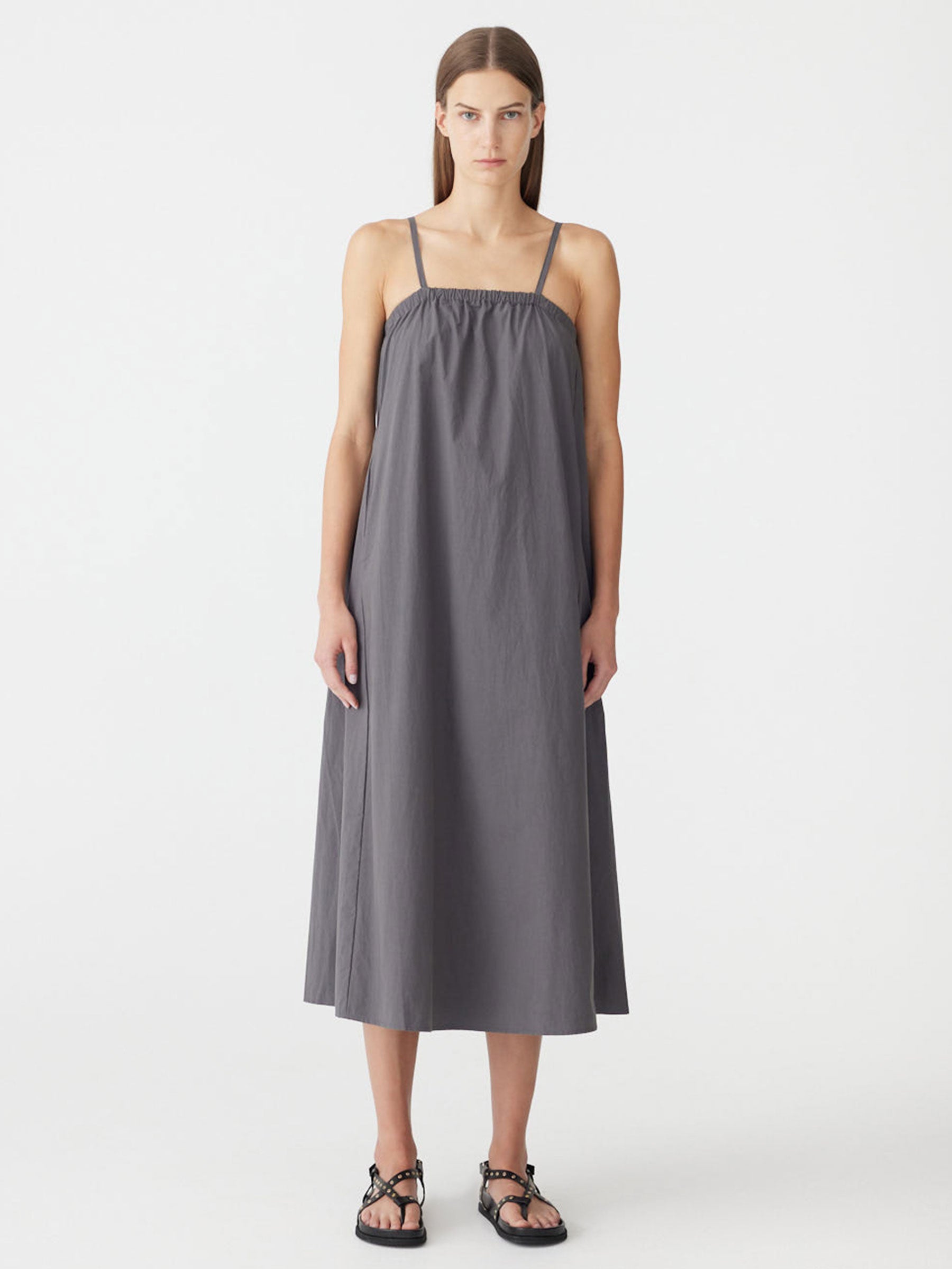 bassike linen dress Bassike Washed Linen Gathered Tank Dress In Brown - 56% Off