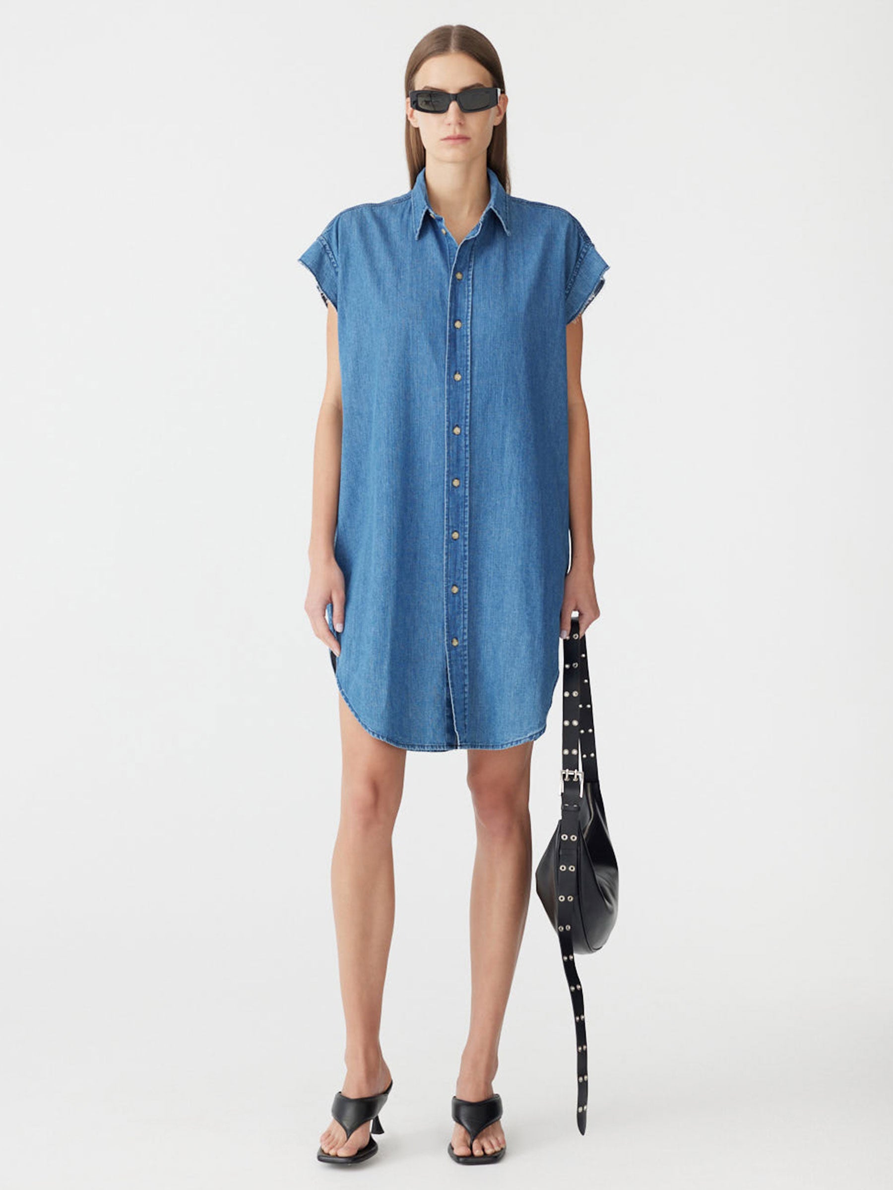 Organic Denim Sleeveless Dress – BASSIKE Organic Denim Sleeveless Dress – BASSIKE