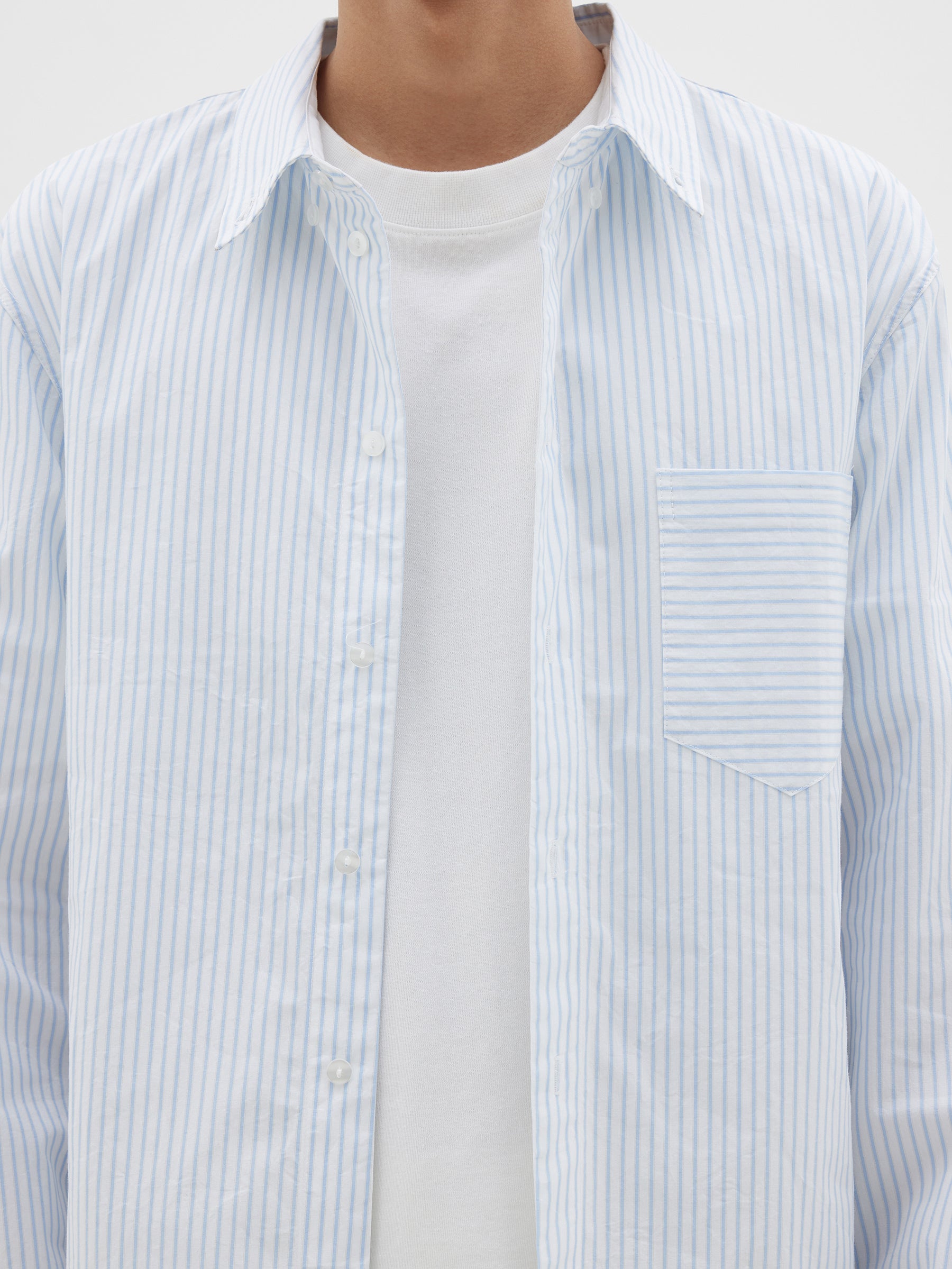 tumble washed stripe shirt