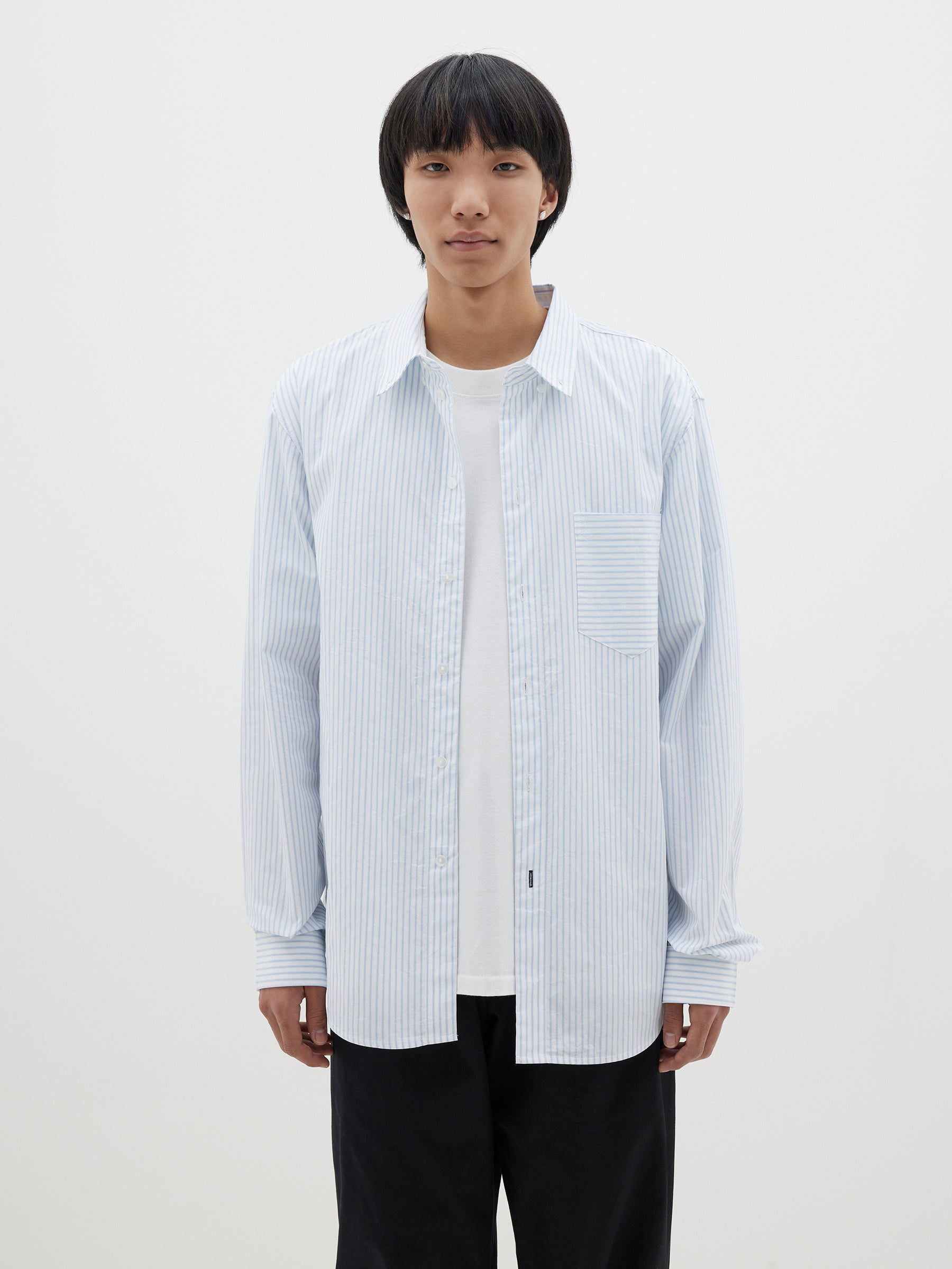 tumble washed stripe shirt