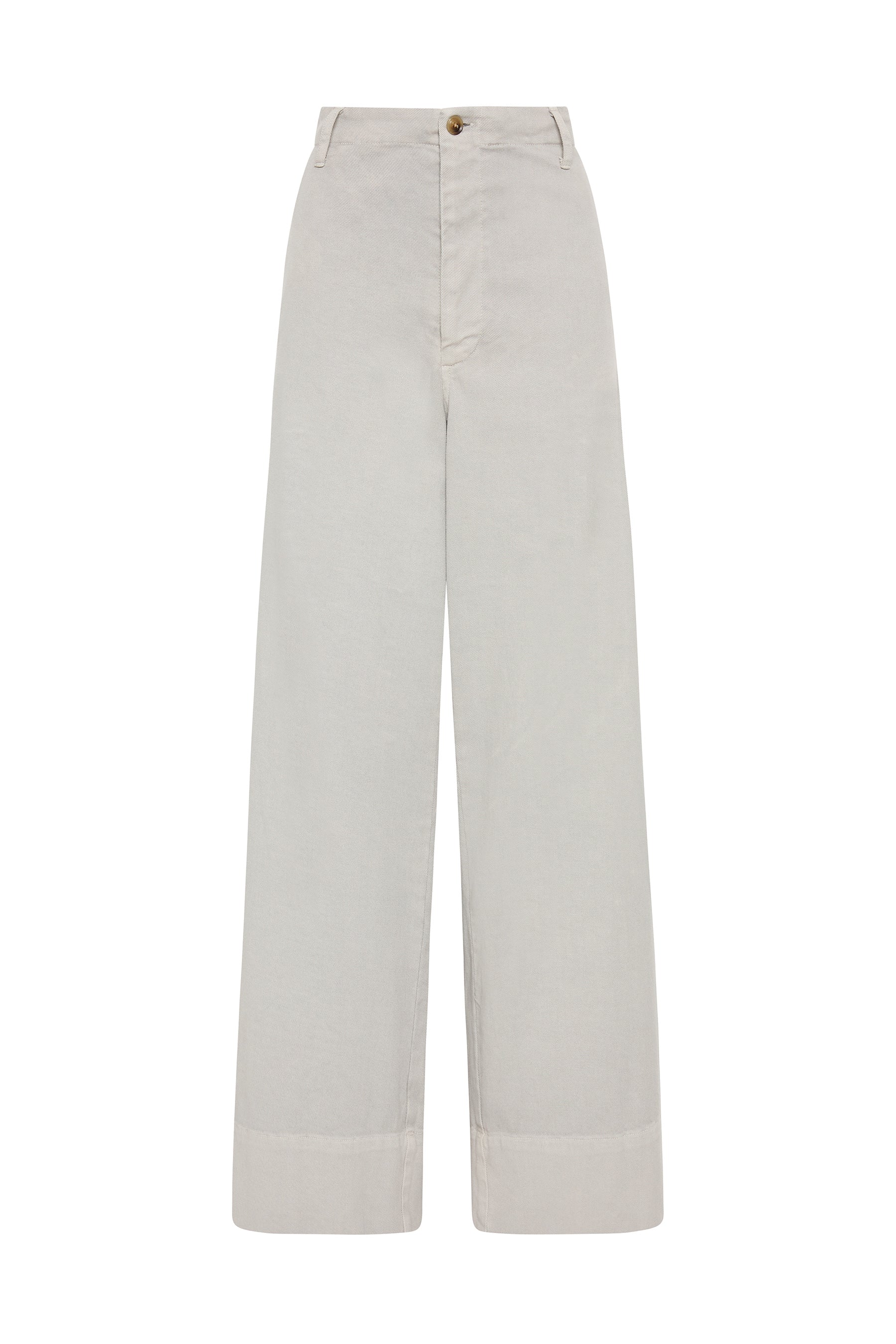 cotton twill wide leg pant