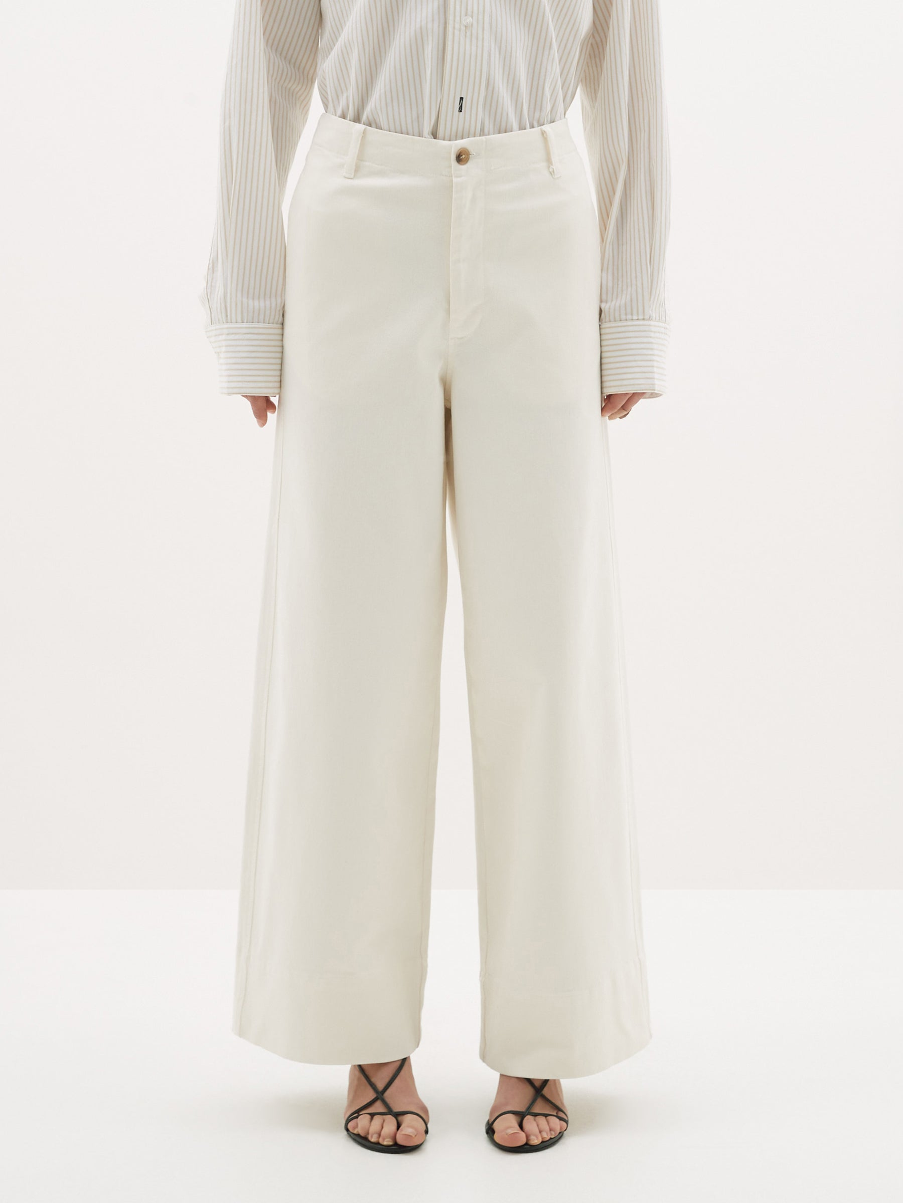 cotton twill wide leg pant