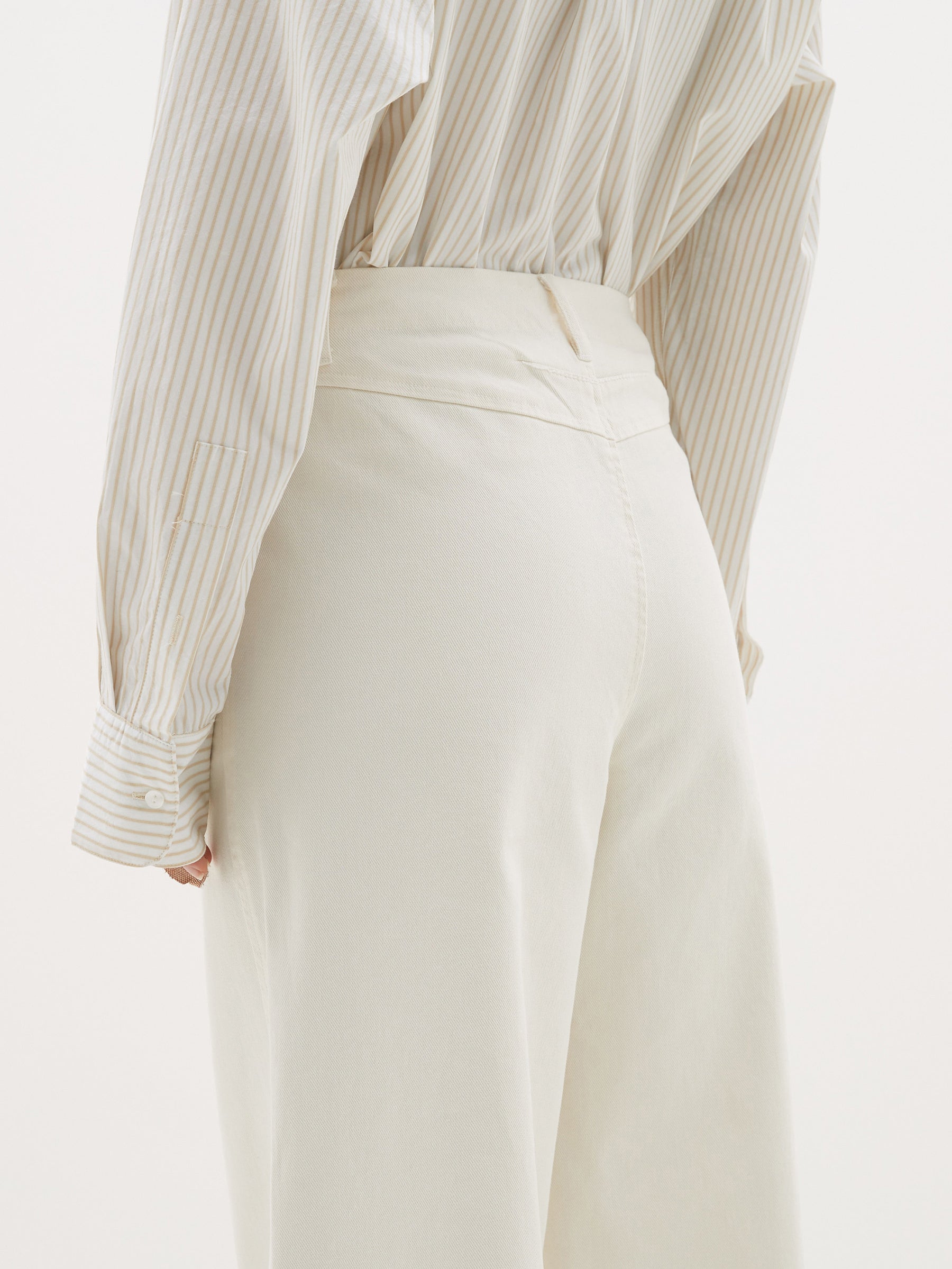 cotton twill wide leg pant