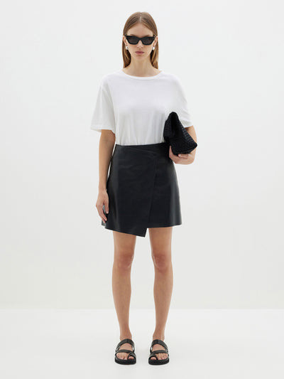 leather wrap mini skirt