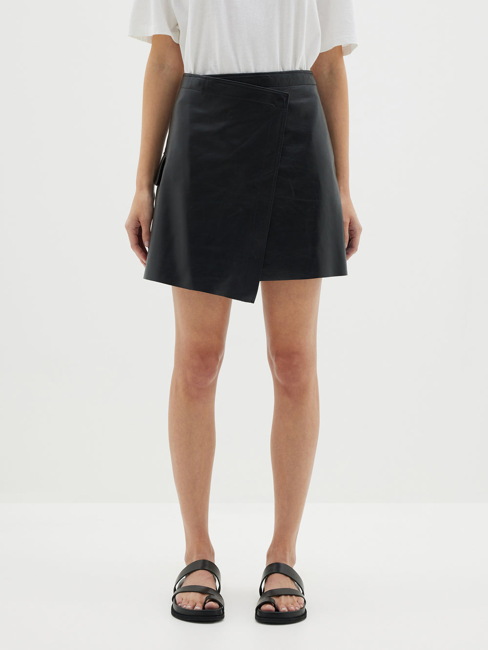 leather wrap mini skirt