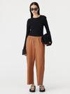 leather pull on wide leg pant