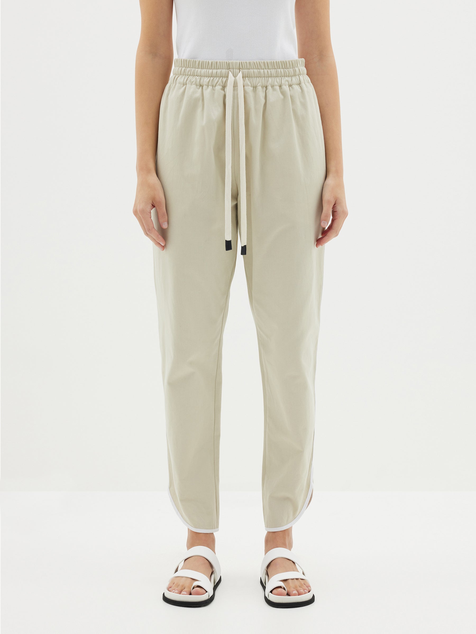 twill scalloped hem pant