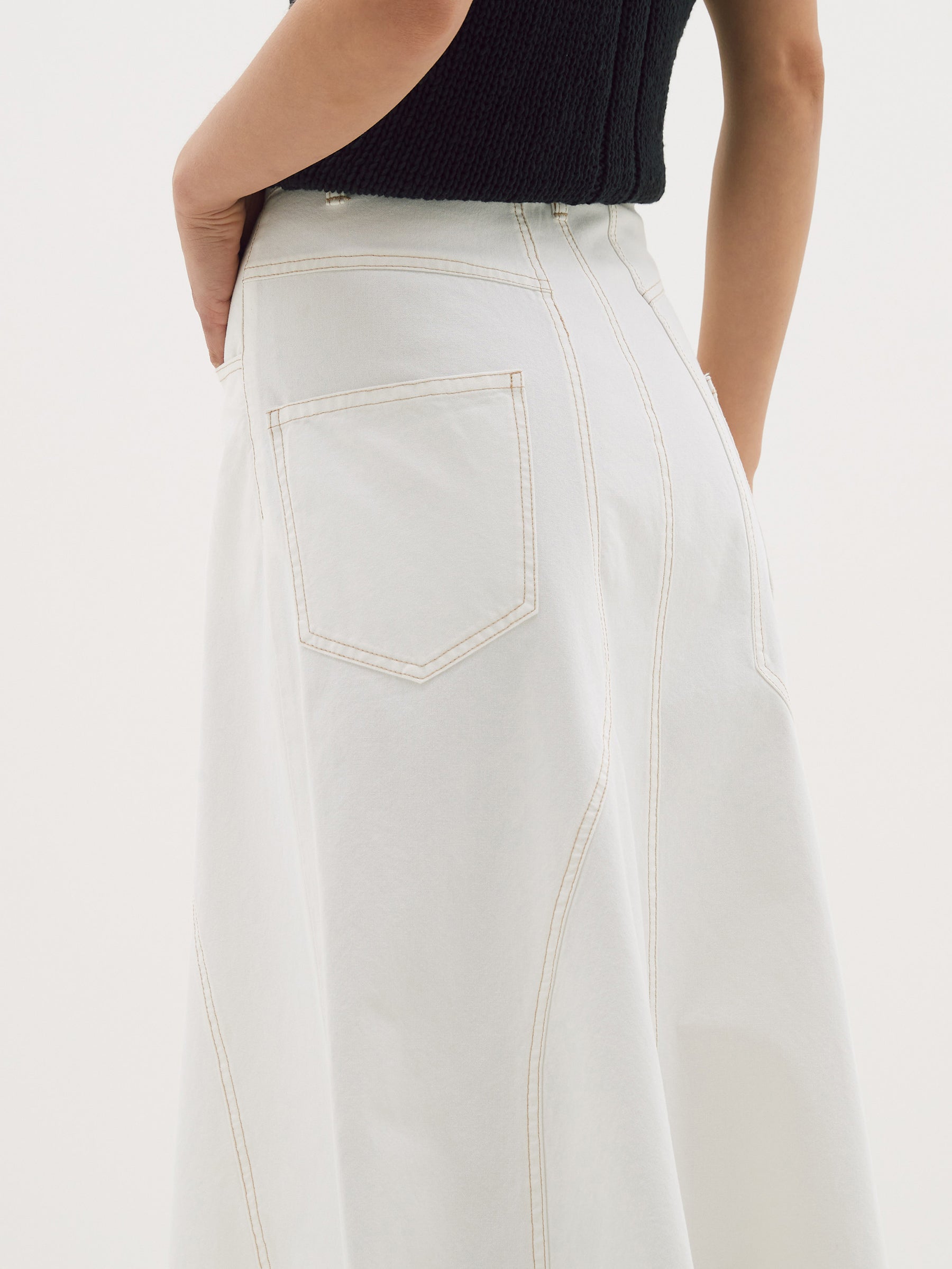 twill gusset detail skirt
