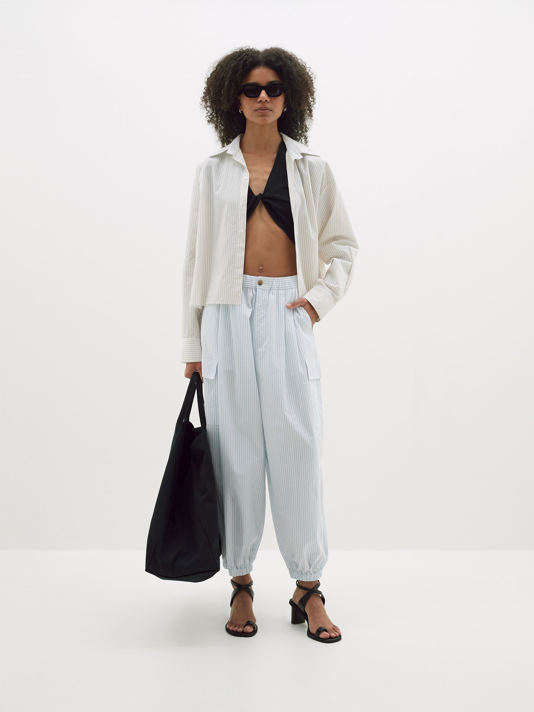 tumble washed stripe pant