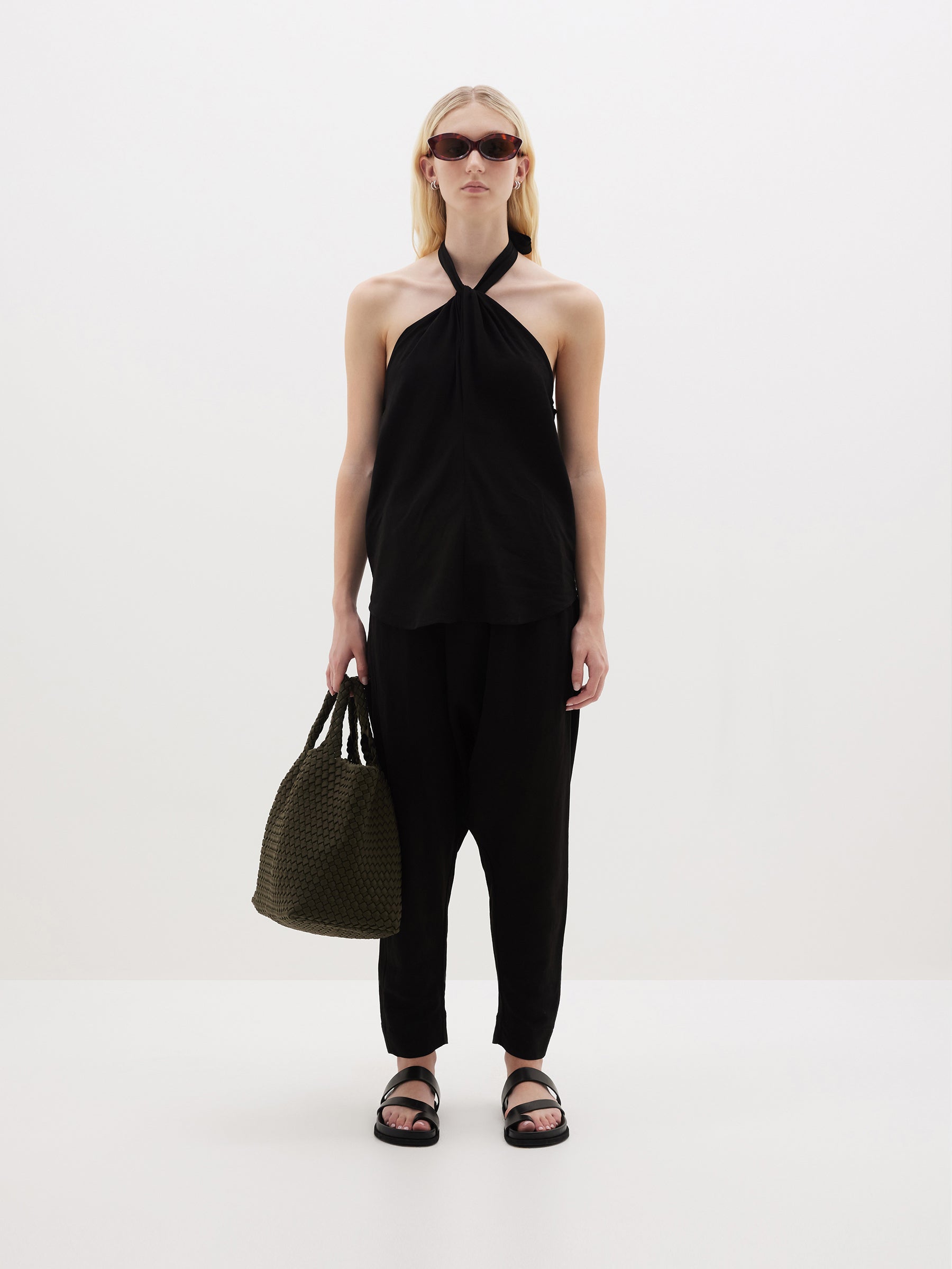 viscose linen slouch pant