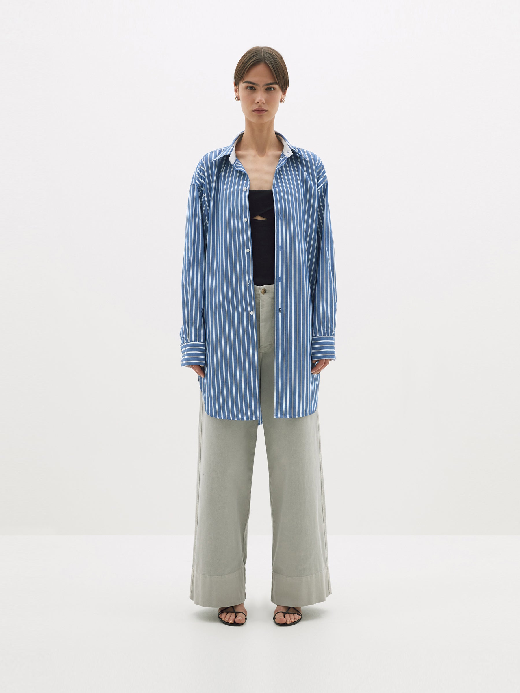 stripe scoop hem shirt