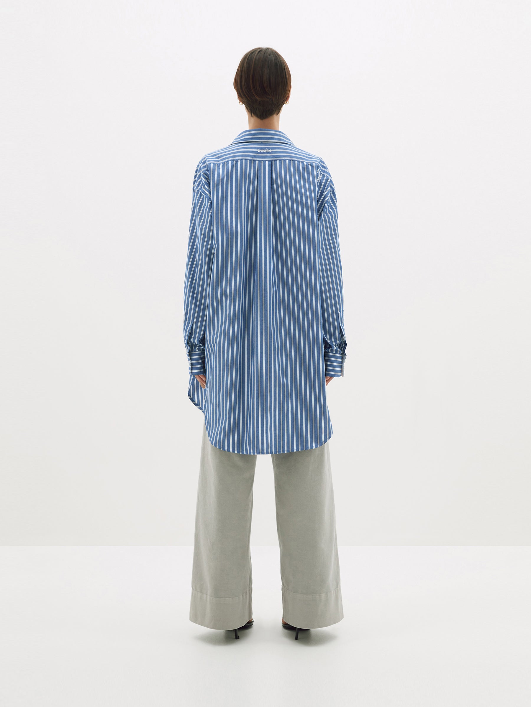 stripe scoop hem shirt