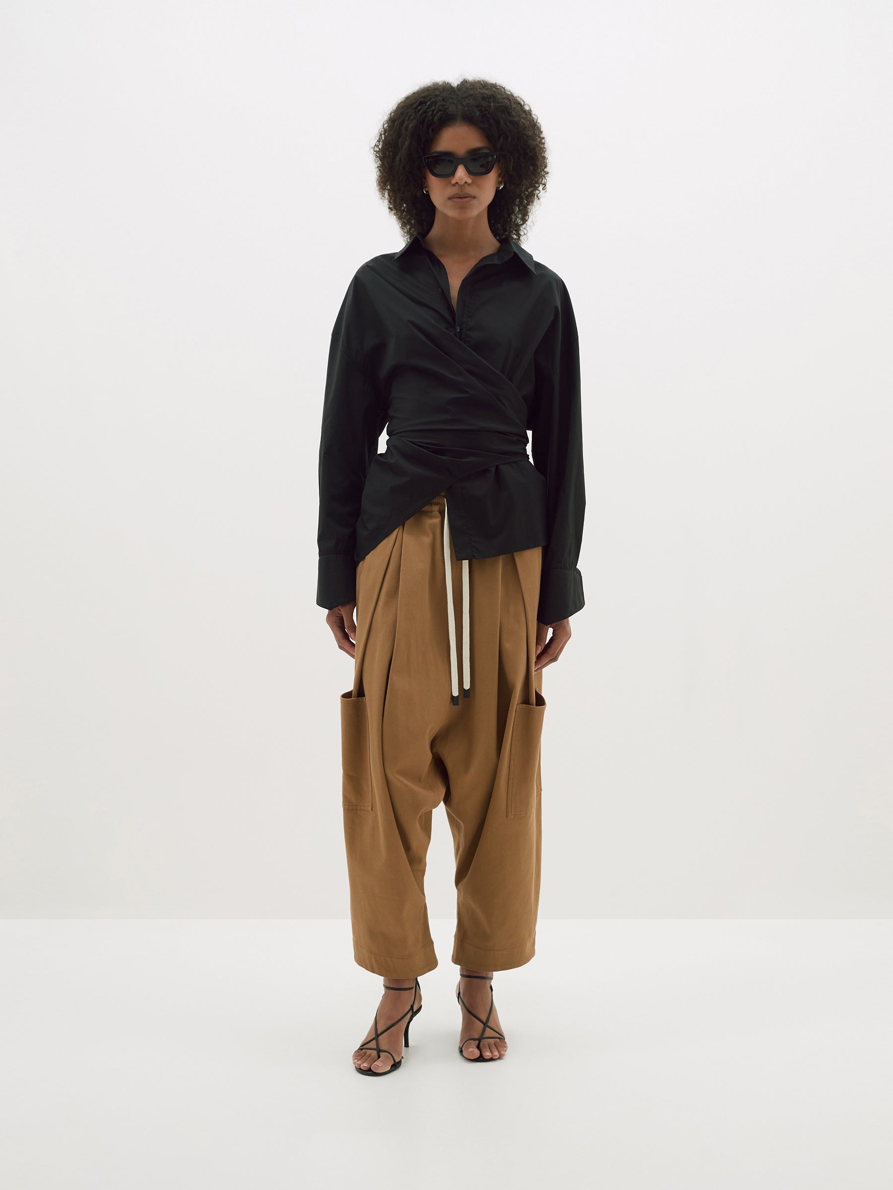 parachute cotton wrap shirt