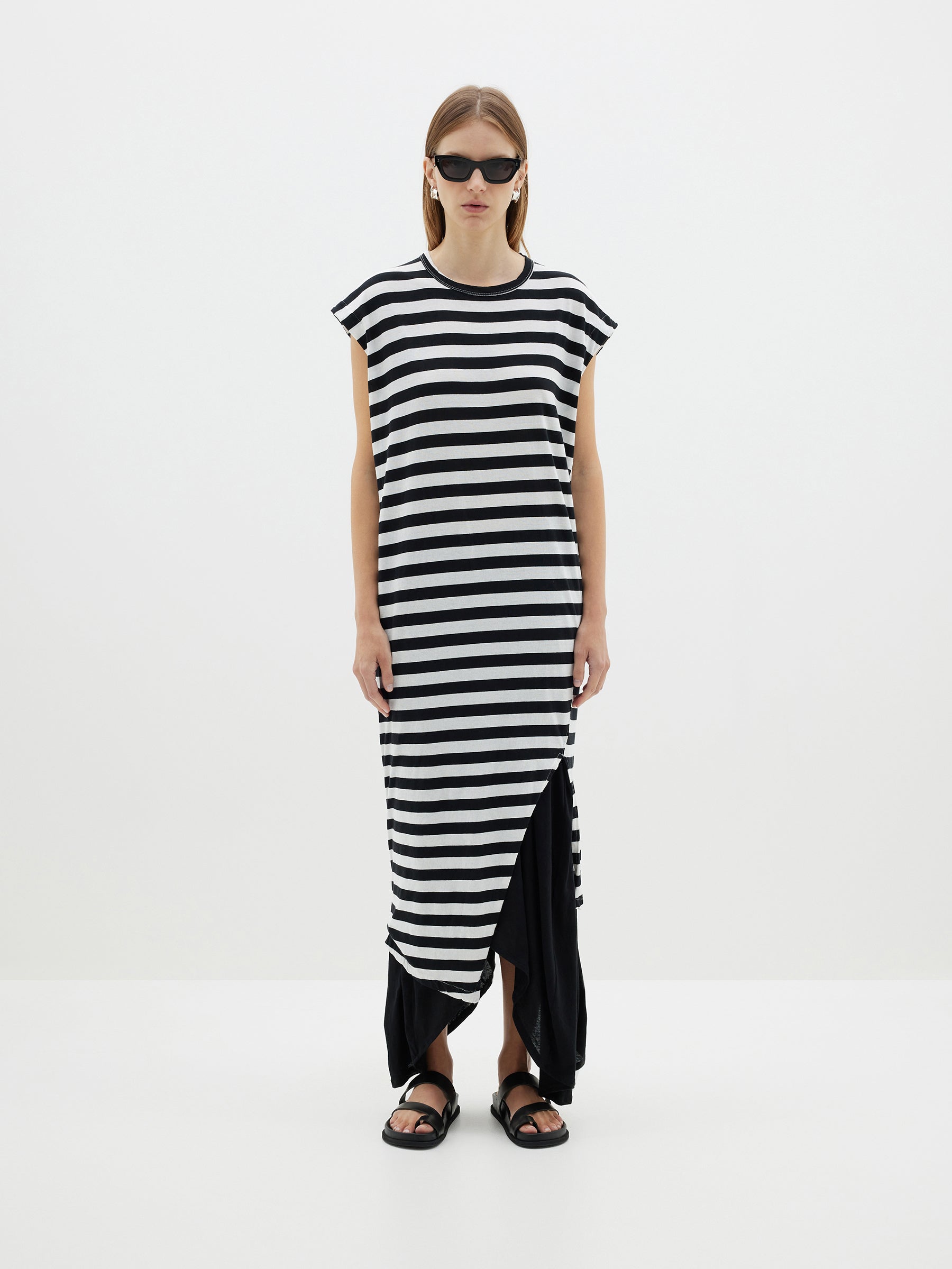 stripe split tank dress
