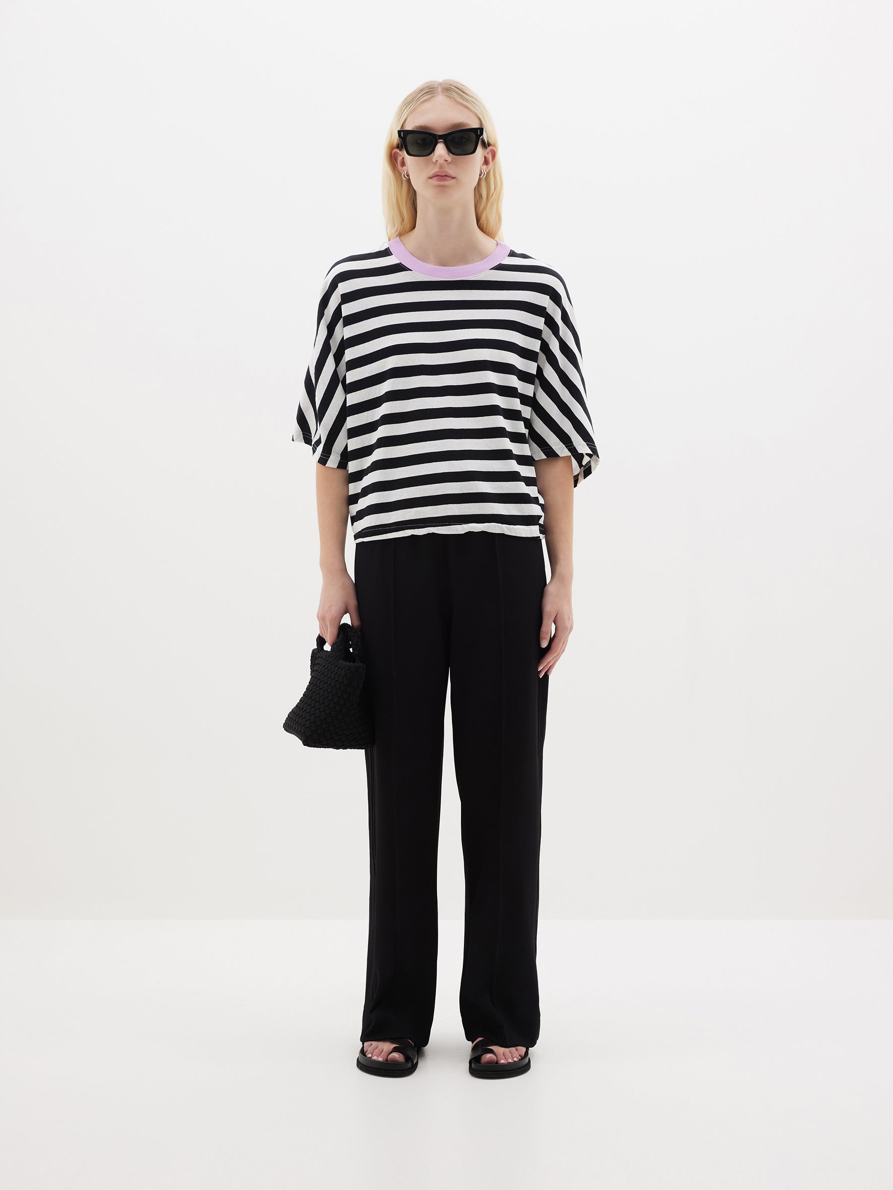 stripe boxy short sleeve t.shirt
