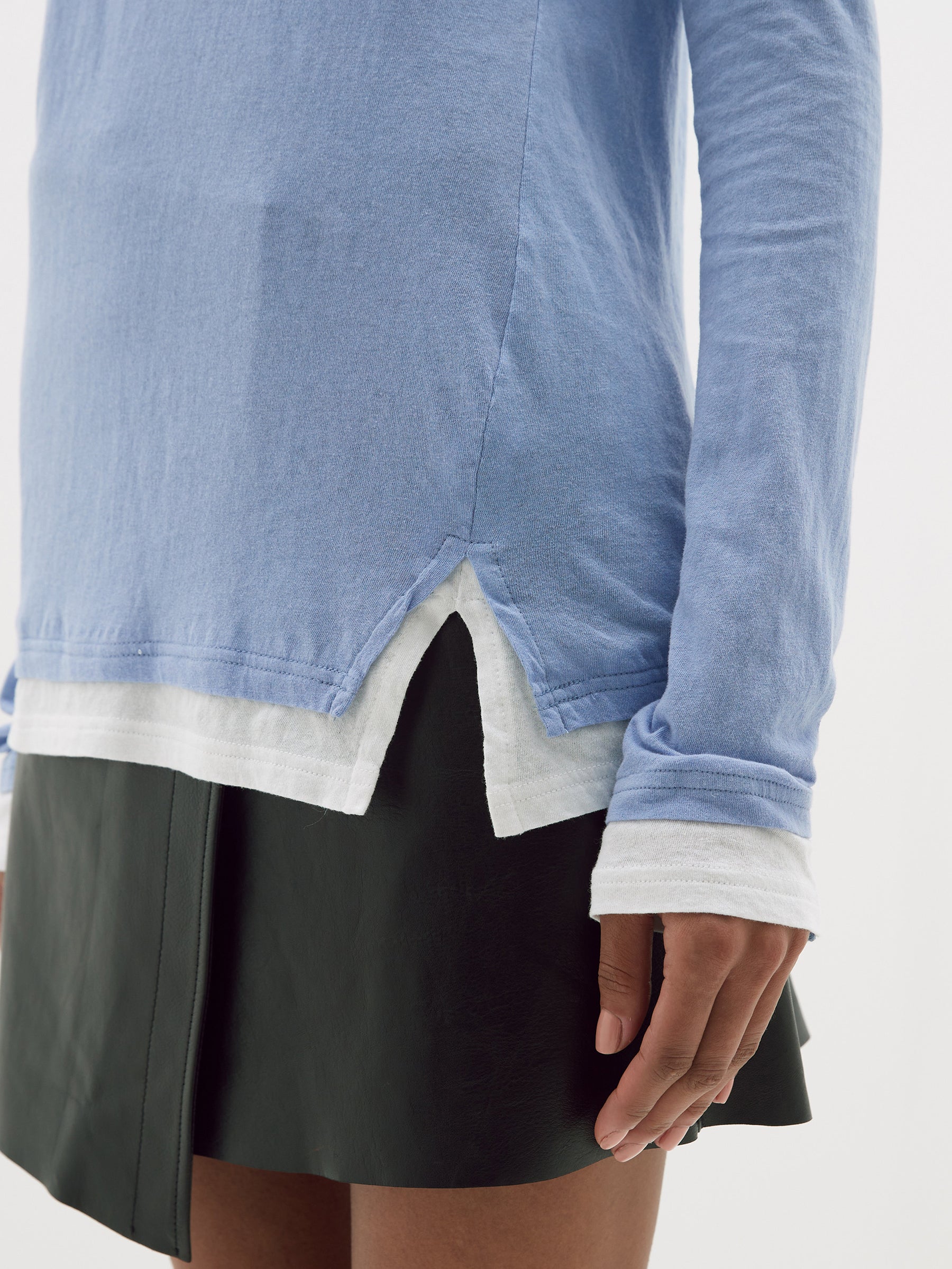 split layered long sleeve t.shirt