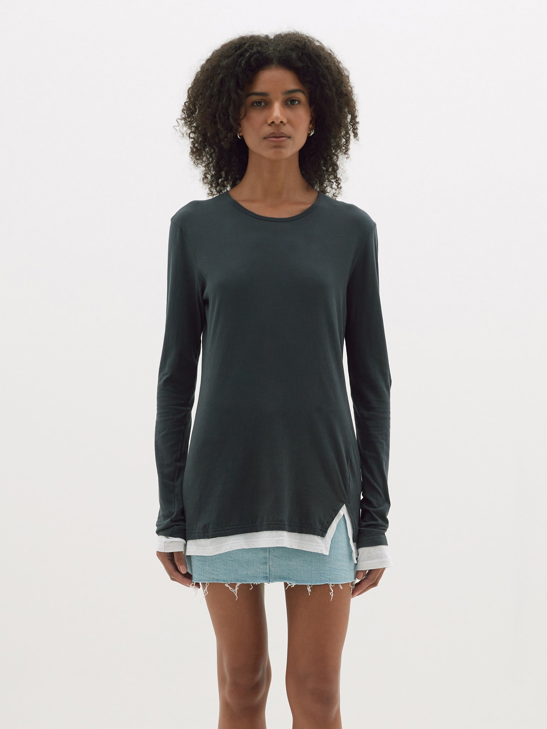 split layered long sleeve t.shirt